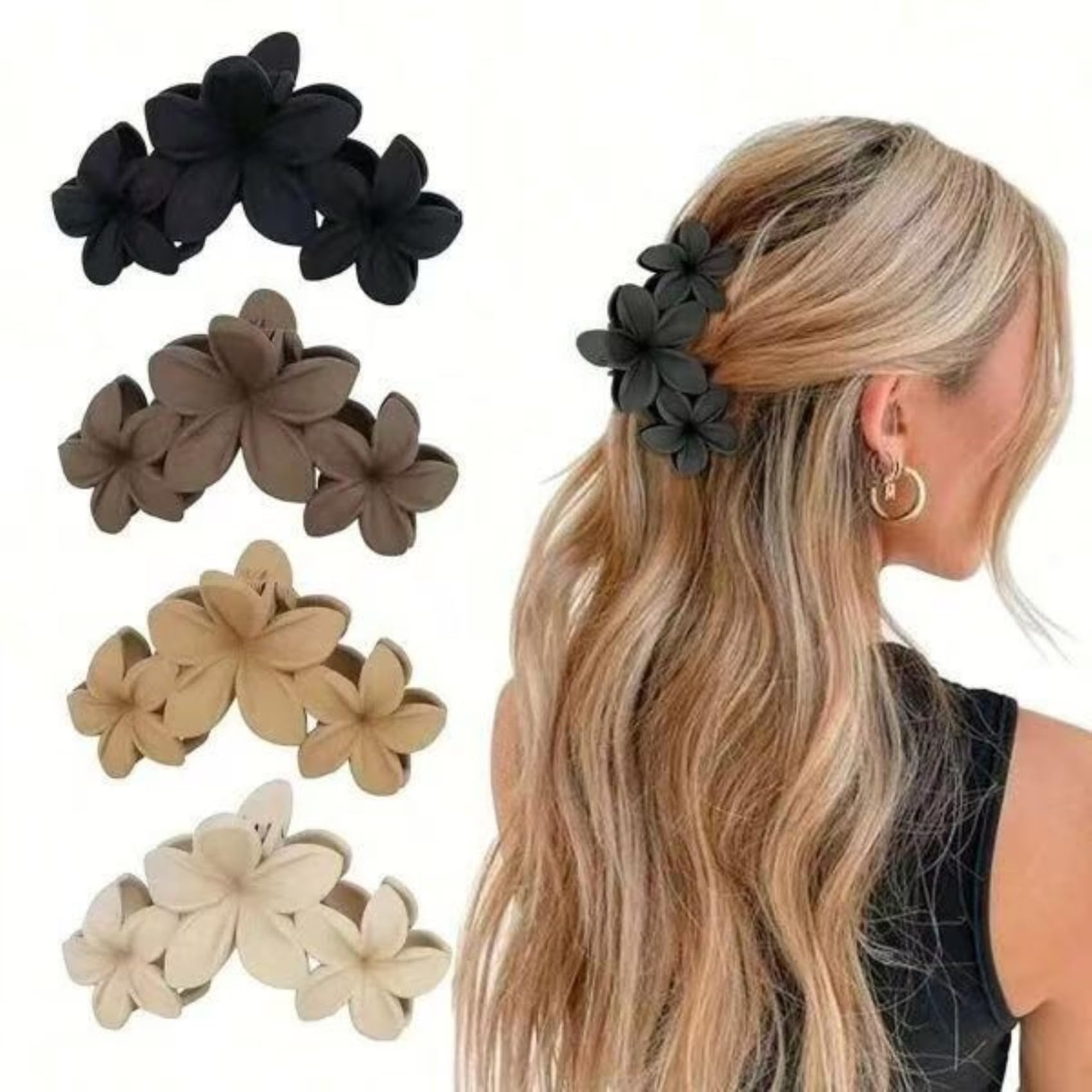 Flower Hair Claw Clip for Women Non-slip Flower Hair Claws Strong Hold Girls Claw Clip Colorful Eggplant Styling Accessories Jaw Clips for Straight Curly Wavy (HairClaw3flower1)