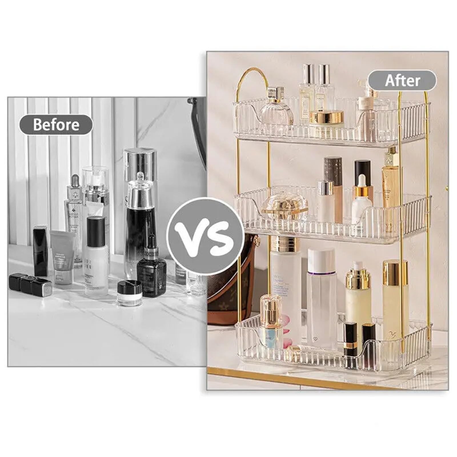 Expositor Perfumes Soporte de maquillaje cosmético estante almacenamiento 3 niveles organizador encimera soporte Perfume