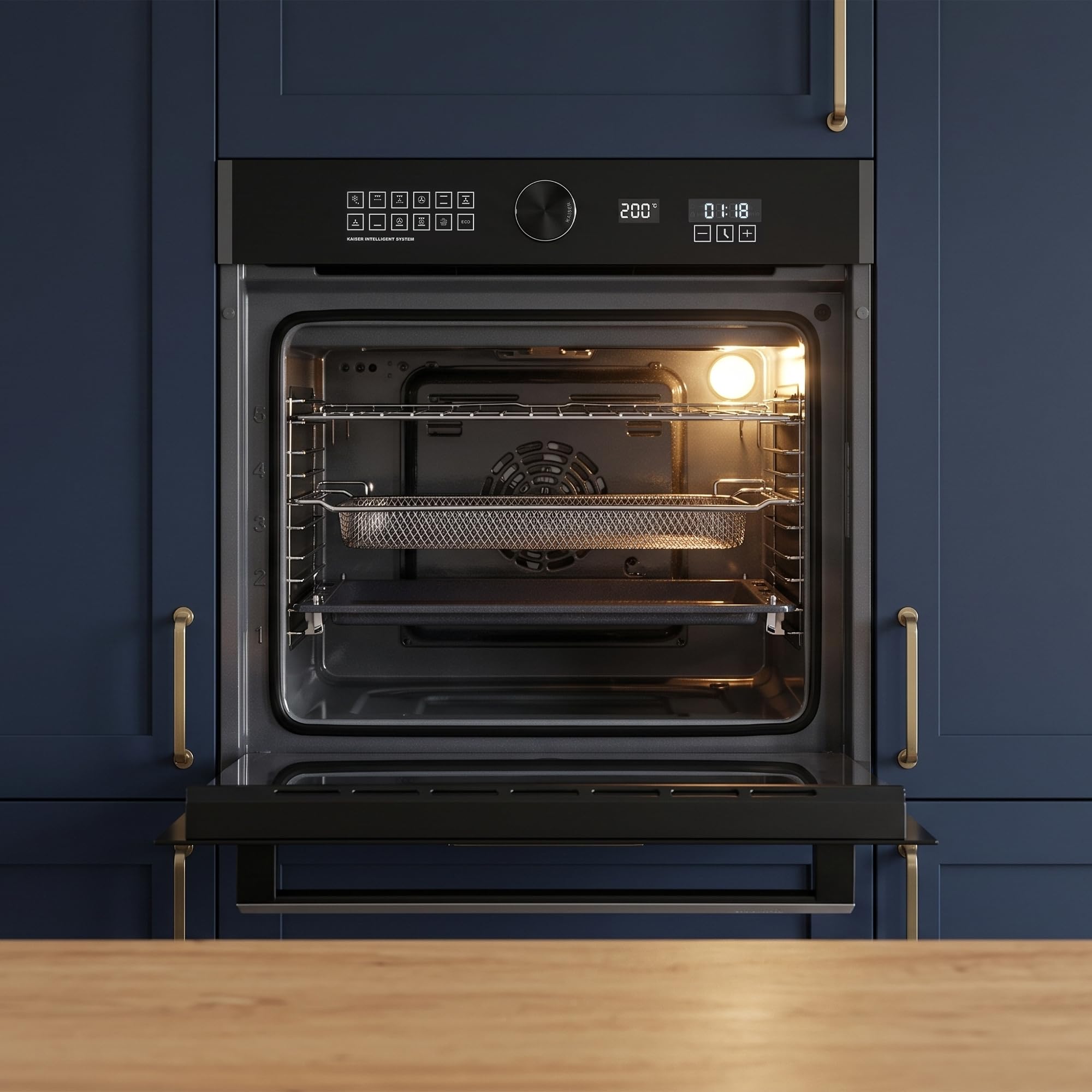 Kaiser EH 6452 - Horno eléctrico empotrable (60 cm, 79 L), color negro