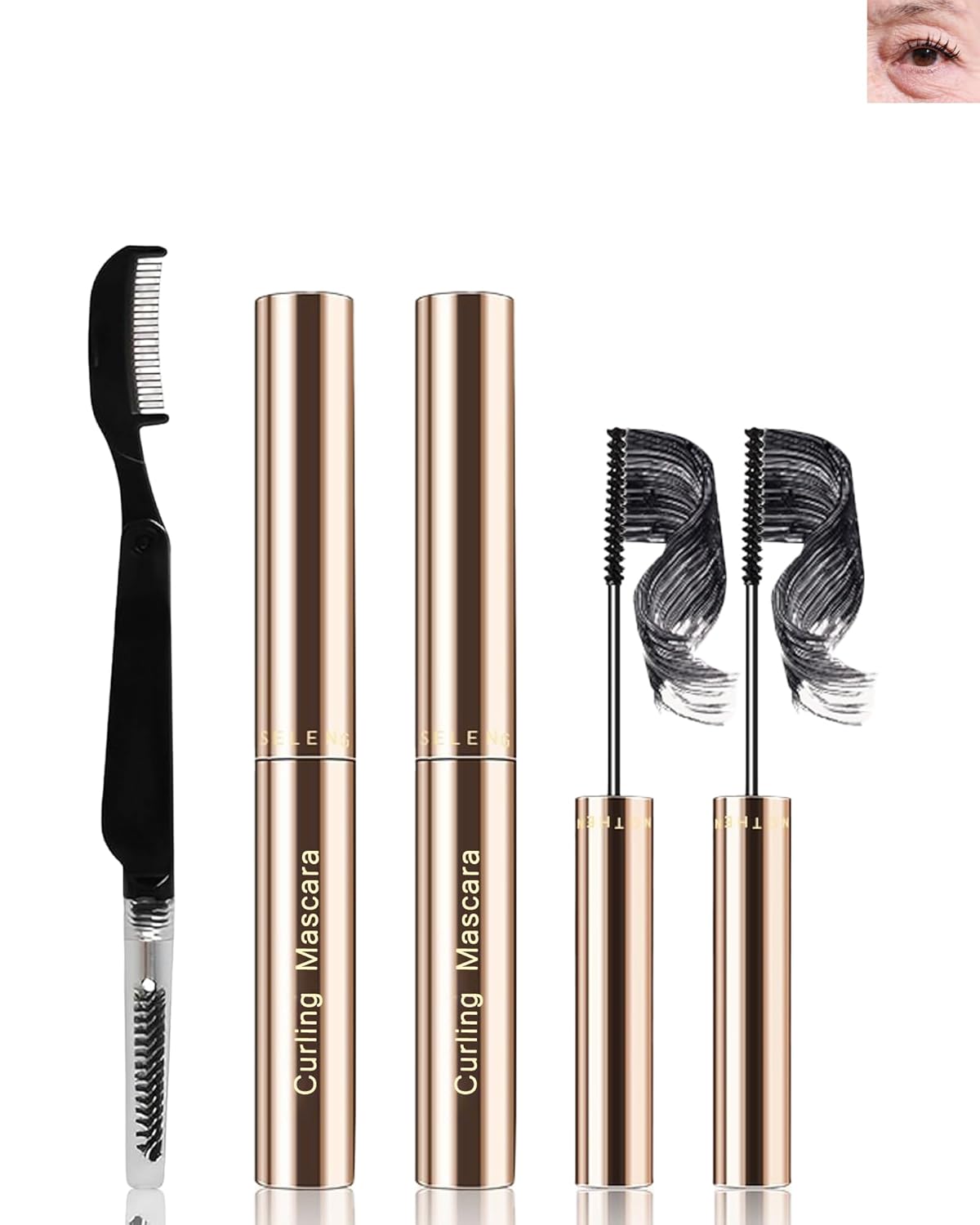 2PCS Black Mascara for Older Women with Fine Short Lash,Extreme Length and Volume Waterproof Mascara Smudge-Proof,Ultra-Precise Slim Adjustable Brush Hypoallergenic for Mature Women Sensitive Eyes-01 2PCS Black Mascara for Older Women with Fine Short Lash,Extreme Length and Volume Waterproof Mascara Smudge-Proof,Ultra-Precise Slim Adjustable Brush Hypoallergenic for Mature Women Sensitive Eyes-01