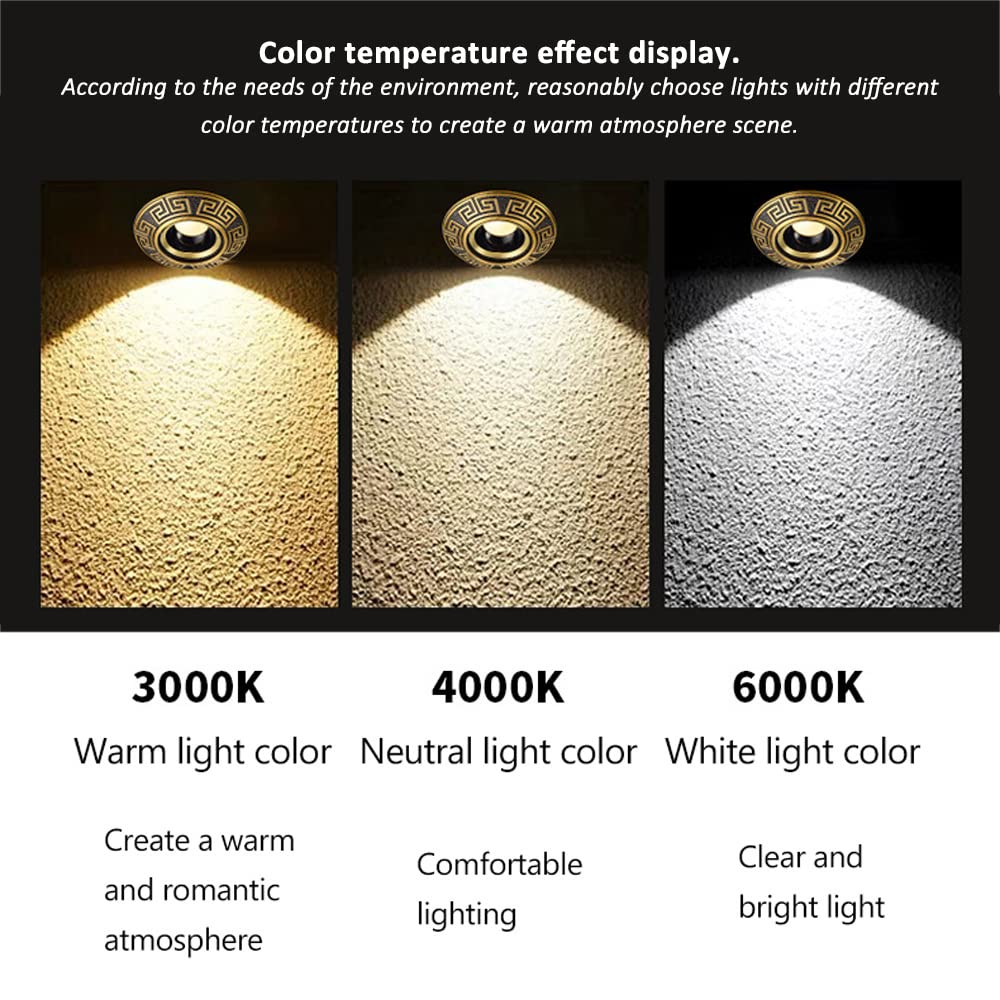 Mosiężny reflektor wpuszczany LED ze złotą obwódką (5 sztuk), lampa sufitowa 2,5/3,5", kształt gałki ocznej 3 W 5 W 7 W 10 W 12 W Reflektor bez obudowy okrągła tarcza światło 3000 K | 40