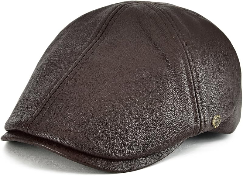 Leather Ivy Newsboy Caps 6 Panel Cabbie Beret Hat