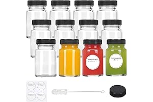 CUCUMI Mini Glass Bottles for Juice Shots, 2oz, 12 Pack