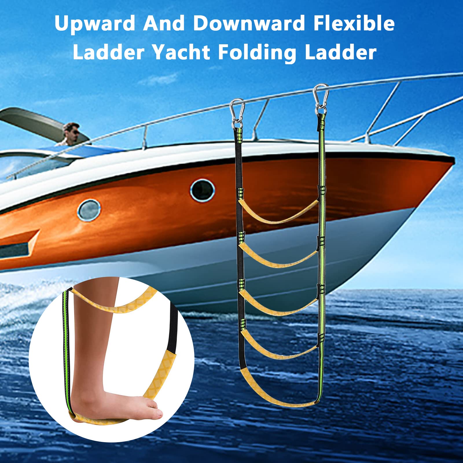 Scala Di Corda VOANZO A 3 Livelli - Portatile Per Barche, Canoe E Campeggio, Portata 400 Libbre