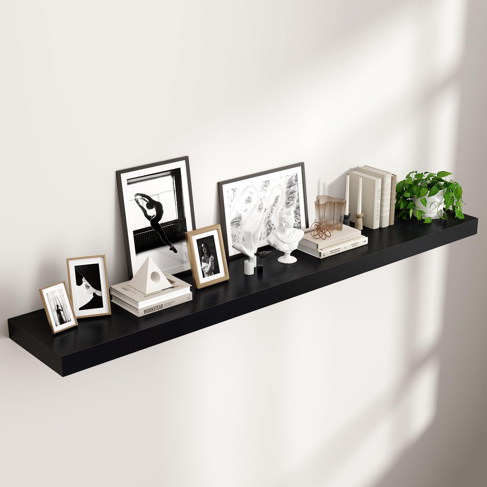 Floating Shelves for Wall 72"W x 11.6"D x 2"H, Long Engineered Wood Wall Shelves with Invisible Brackets for Living Room Bedroom Bathroom Office