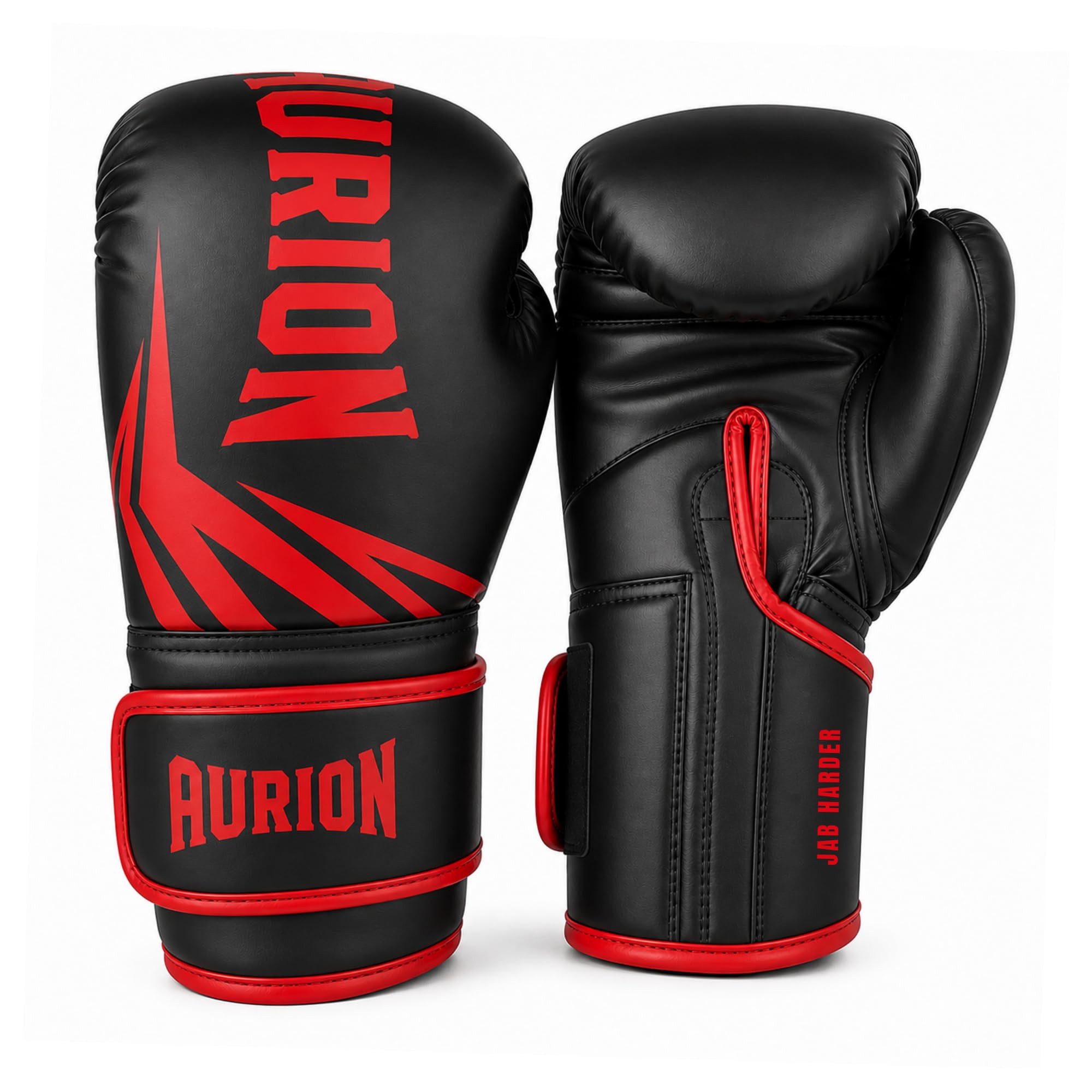 Aurion Boxing Gloves 16 Oz for Men | Premium PU Leather Training Gloves with EVA Foam Padding, Breathable Palm, Wrist Support & Thumb Protection | Boxing, Sparring,Kickboxing| Black-Red-picture-25