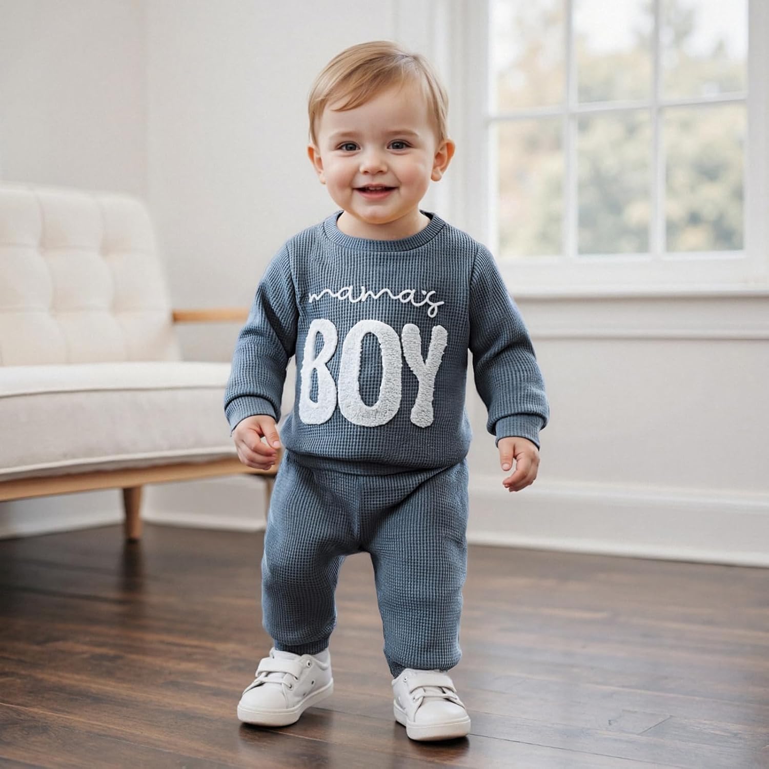 Baby Boy Fall Clothes Set Long Sleeve Crewneck Sweatshirts Pants Infant Newborn Waffle Outfits 6 12 18 24 Months 2T - Image 4