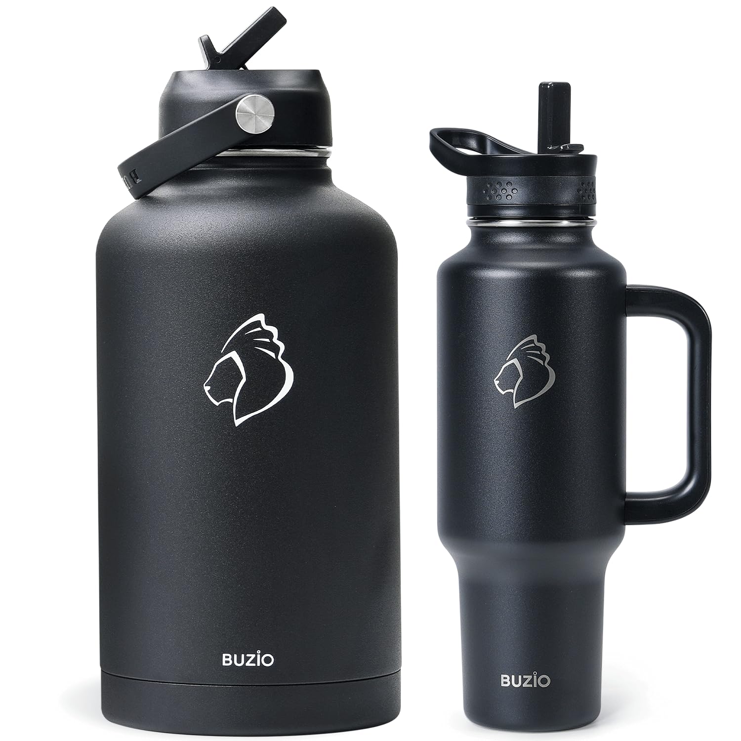 64oz Insulated Water Bottle & 40 oz Tumbler Fits in Cup Holders, Dishwasher Safe Leakproof Sport Travel Thermal Cup for Hot and Cold Drinks