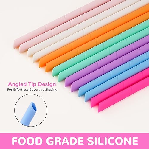 Miniatura 10 de NiHome Paquete de 16 popotes metálicos de acero inoxidable perlado reutilizables con 2 cepillos de 8.5 pulgadas de longitud, diseño cuadrado