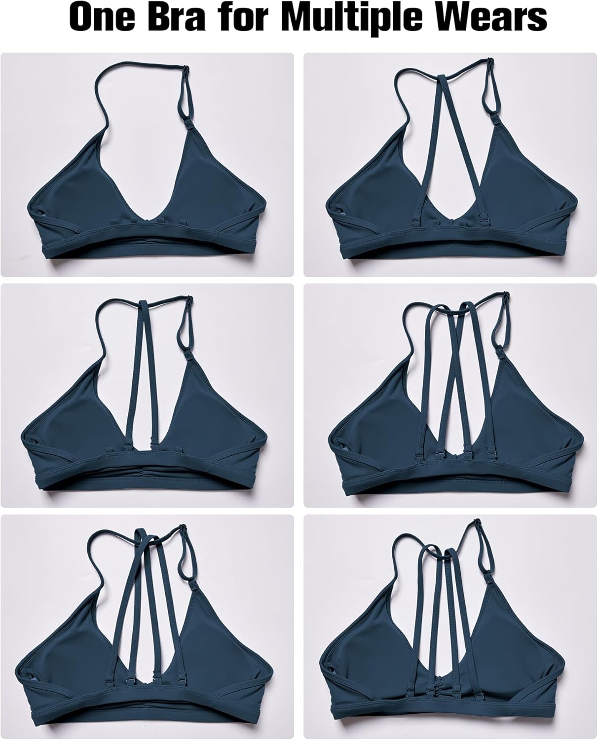 YEOREO Workout Sports Bras for Women Padded Strappy Open Back Gym Bra Light Impact Criss Cross Yoga Crop Top