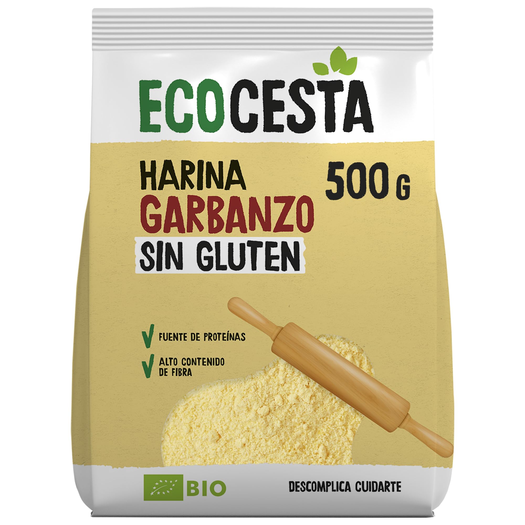 Ecocesta - Pack de 6 Unidades de 500 g de Harina Ecológica de Garbanzos - 500 g - Contribuye a Mejorar el Tránsito Intestinal - Aporta una Dosis Extra de Energía