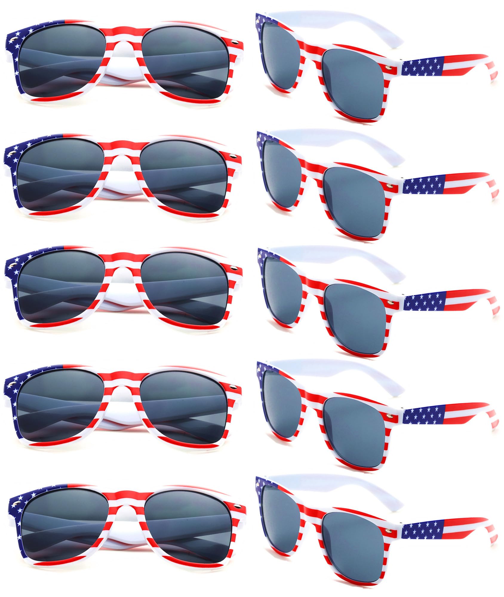 Fsmiling Bulk American Sunglasses USA Flag Sunglasses Patriotic Sunglasses-10/24Pack