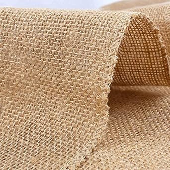 ERAVAT Jute Hessian Burlap Cloth Fabric - 5 Meter Long - 51 Width, Non-Laminated Threading:13x13 PSI, for Jute Bags, Art & Craft, Home Decor, Matting, Runner | Colour - Natural Beige, Golden Brown