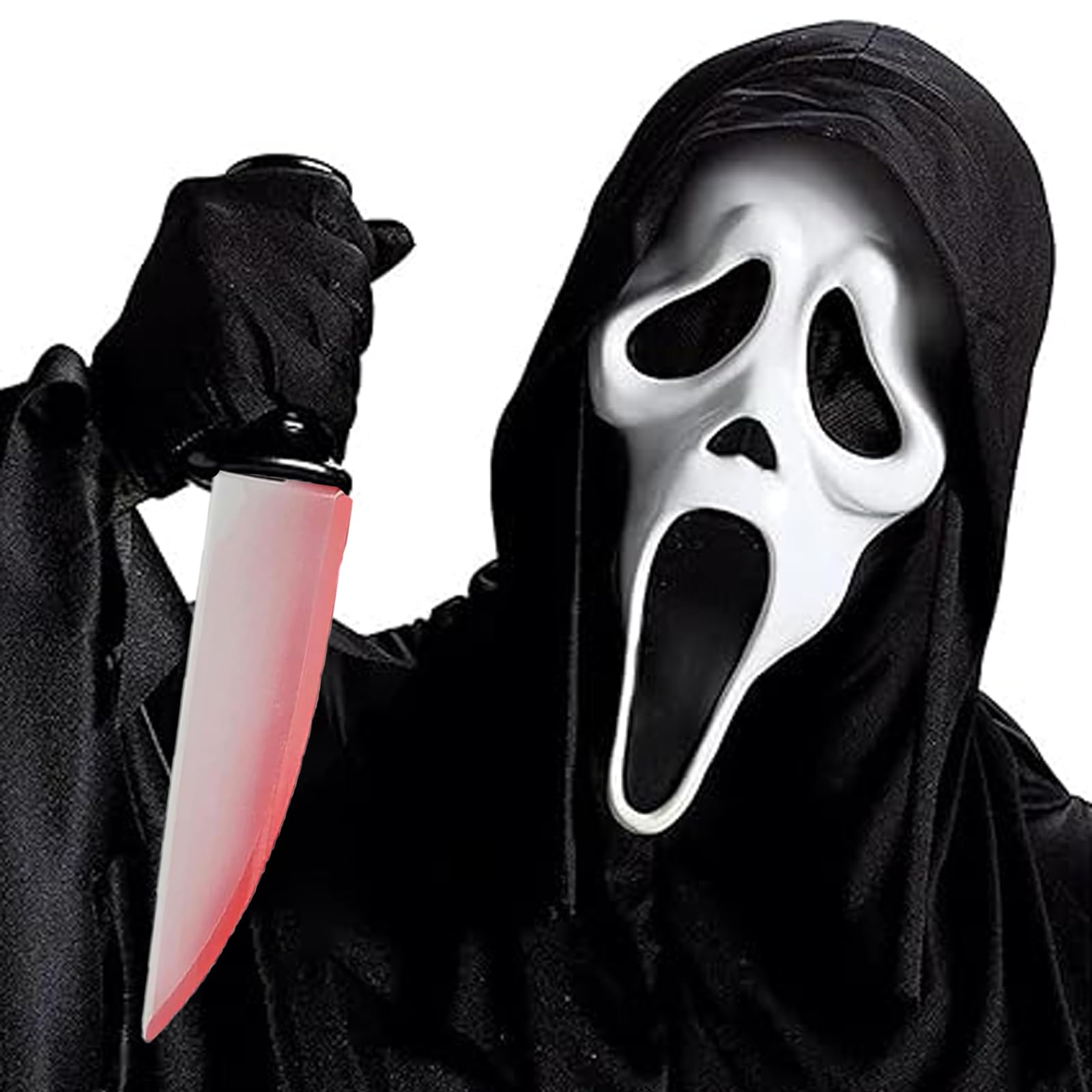 Halloween Scary Scream Face Mask & Horror Knife,Horror Scream Face Mask for Halloween Costume Cosplay Party Decorations