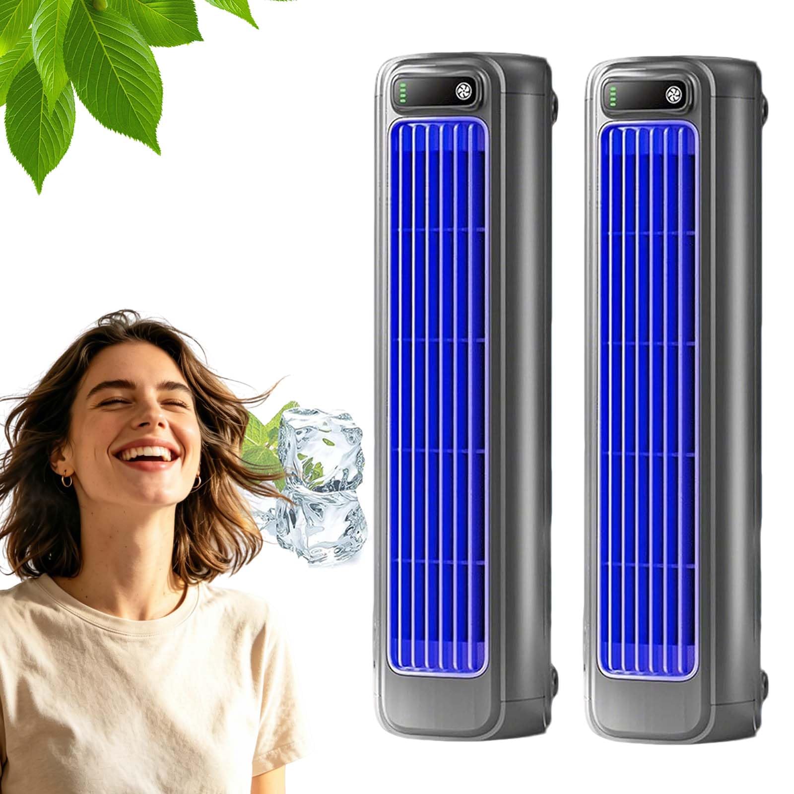 Sfbnjr Coldeez Cooling Ace – Portable Air Cooler Fan with 3 Speeds, Rechargeable Personal Desk Fan, Drill-Free Wall Mounted Tower Fan for Office & Bedroom (Black*2)