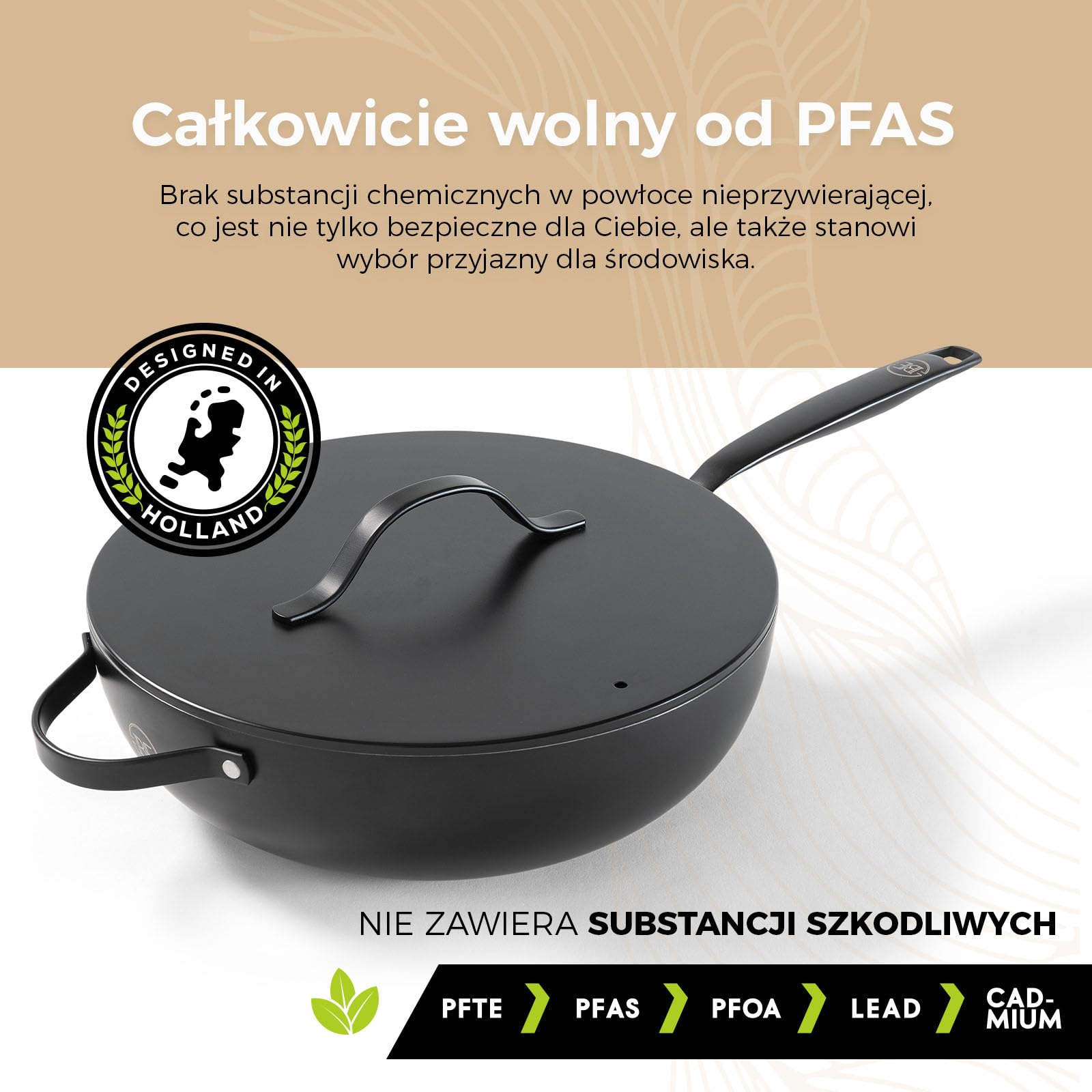 BE Living patelnia do gotowania z pokrywką - Ø 30 cm - bez PFAS ceramiczna patelnia indukcyjna - odpowiednia do wszystkich rodzajów kuchenek - czarna