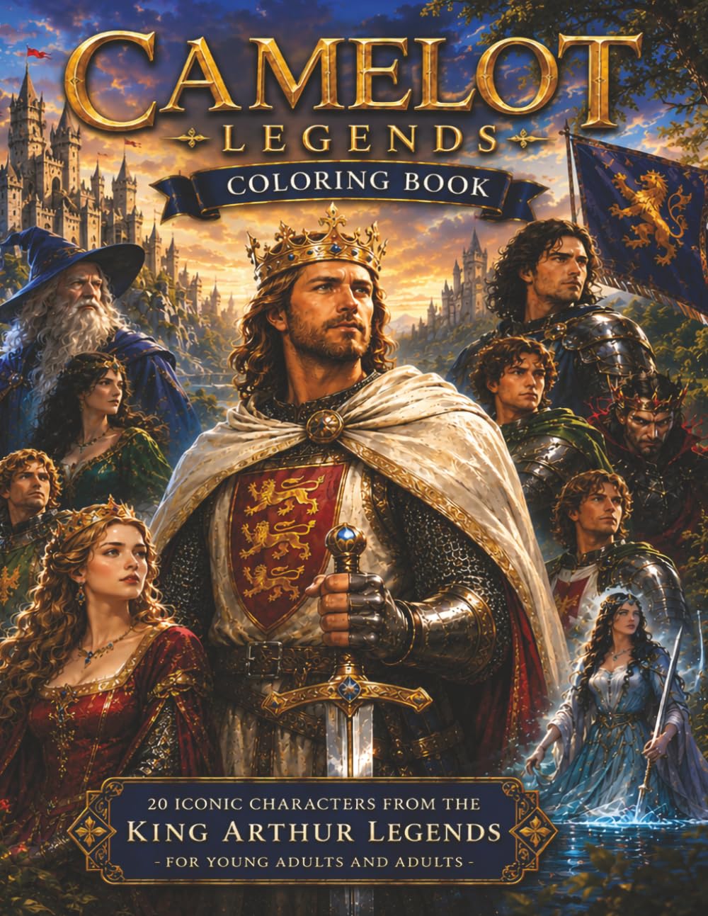 Camelot Legends Coloring Book: A Magical Journey Through the World of King Arthur, Knights, and Enchantment Adult-Young Adult