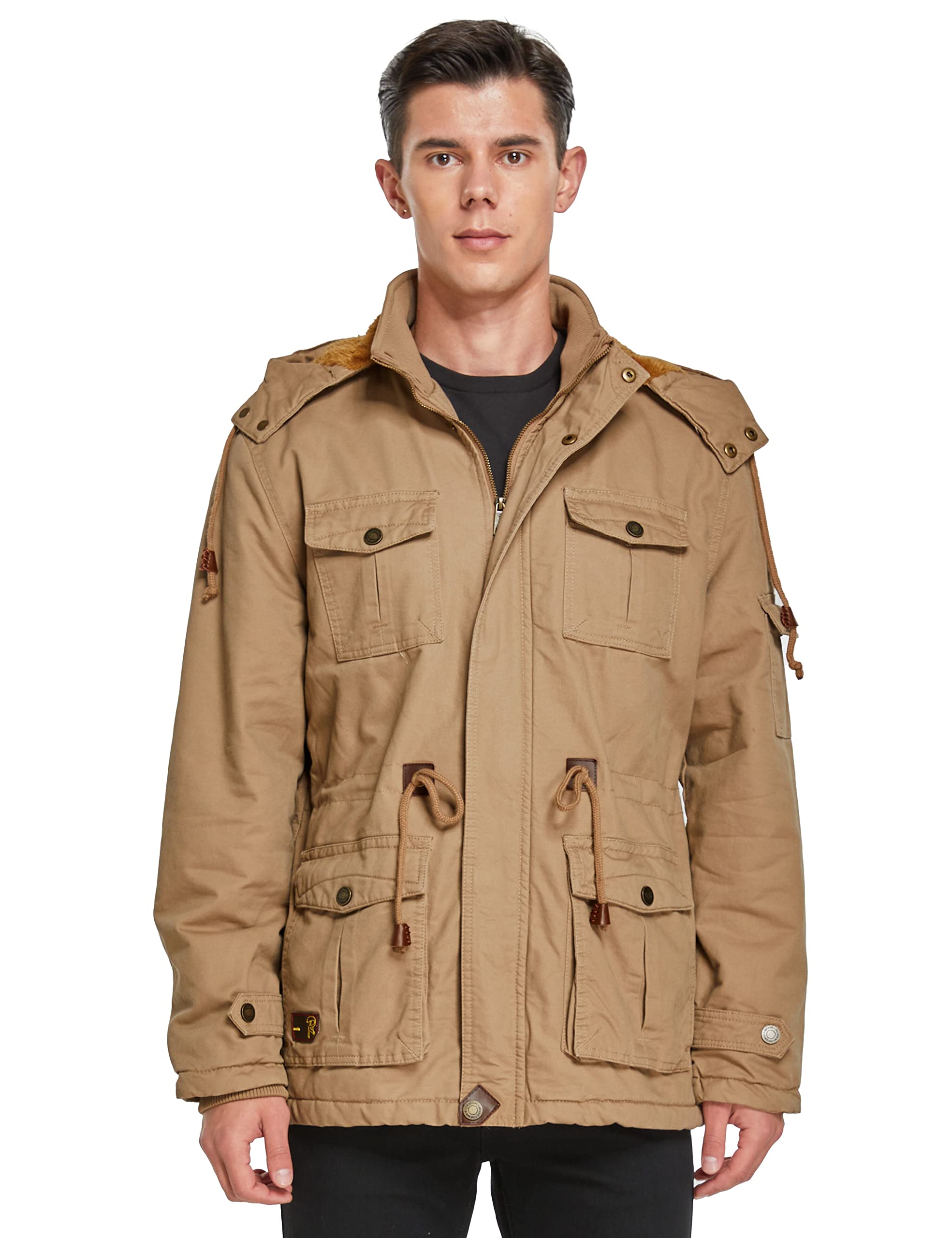 WenVen Abrigos Cálido Invierno Chaqueta Entretiempo Parka Militar Hombre | Capucha Gruesa Extraíble,Forro Gruesa,Rompevientos,Cálida,Rompevientos Ligero,Exteriores,Exterior,Senderismo,uso Diario