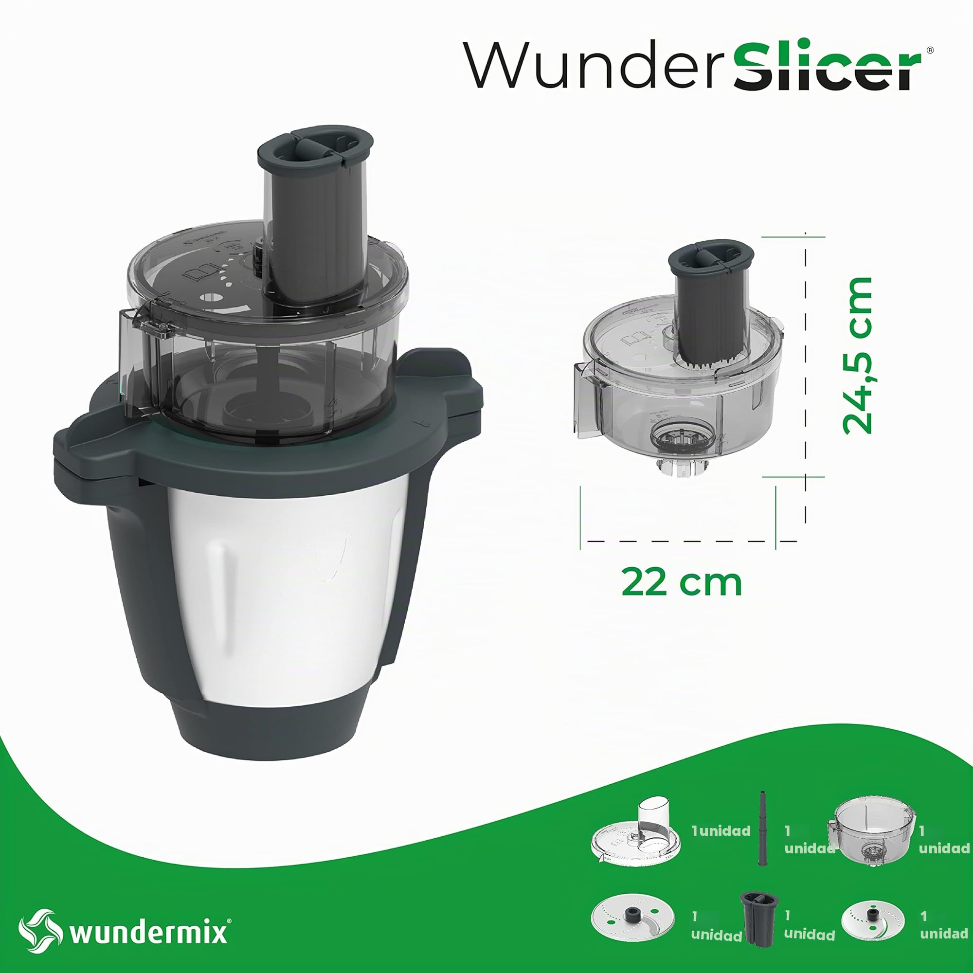 Wundermix - WunderSlicer® Cortador de Verduras para Monsieur Cuisine Connect, Trend & Smart • Cortar y rallar Verduras y Frutas con Facilidad • Fabricado en Alemania | Connect, Trend & Smart, cortar y rallar verduras y frutas, Made in Germany