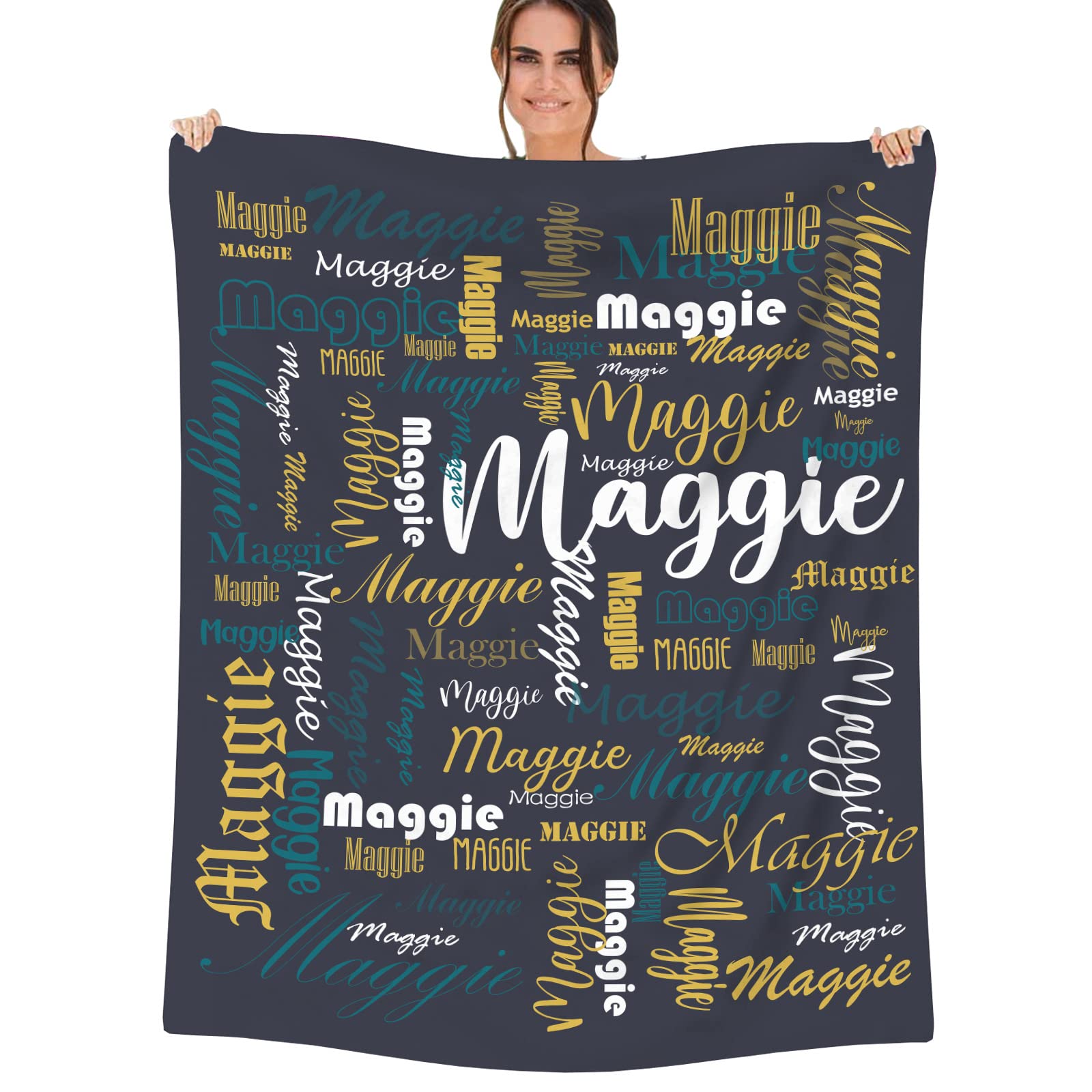 papasgix Personalised Baby Blanket with Name, Customised Baby Name Blanket, Soft Flannel Throw Sofa Blanket Personalised Gifts for Boys Girls — image 1