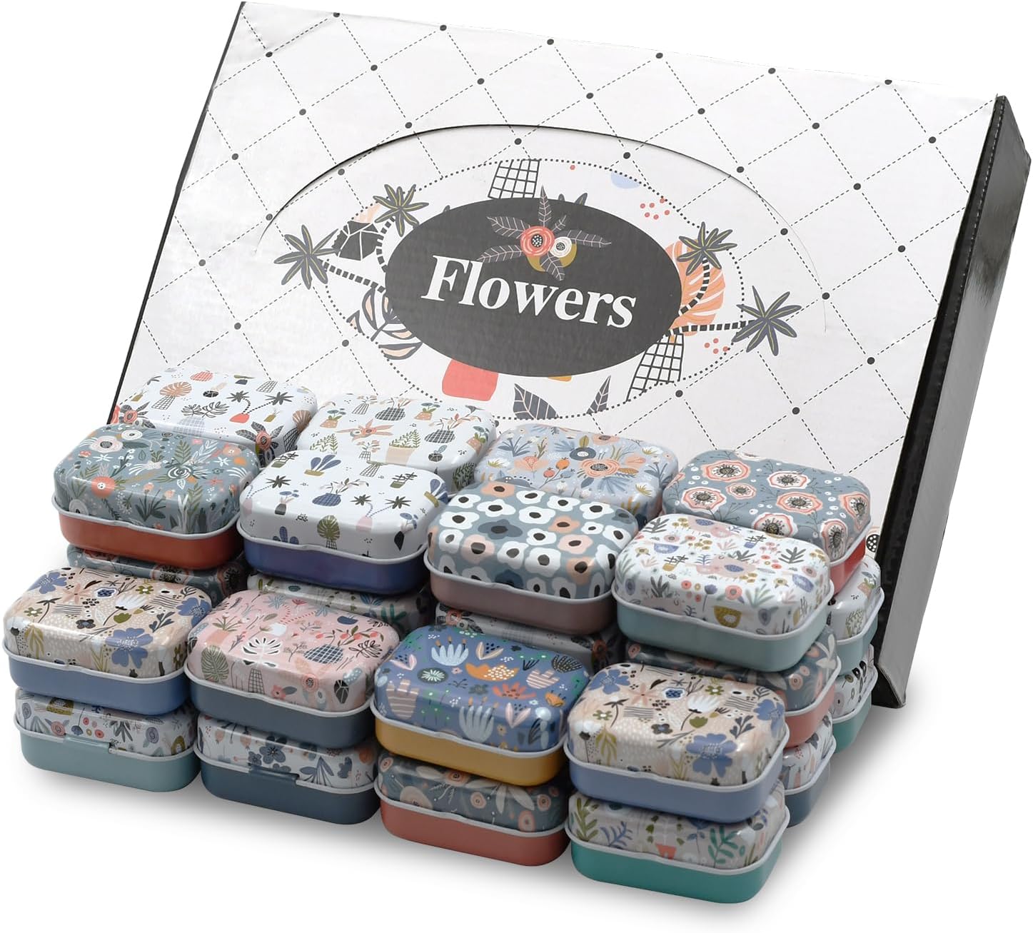 YGFRSTO 32Pcs Mini Metal Tins with Lids Hinged Tin Box Tiny Vintage Handy Mint Pill Tin Case Nail Bits Organizer Trinkets Bulk Tiny Home Storage