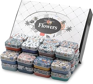 YGFRSTO 32Pcs Mini Metal Tins with Lids Hinged Tin Box Tiny Vintage Handy Mint Pill Tin Case Nail Bits Organizer Trinkets Bulk Tiny Home Storage