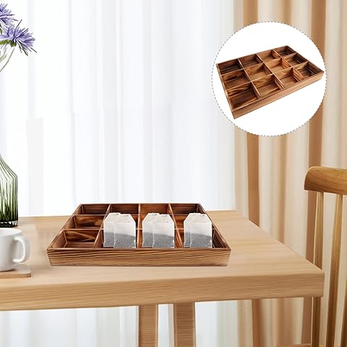Miniatura 2 de Cabilock Soporte para bolsa de té, 2 unidades, soporte para bolsas de té de madera, organizador de bolsas de té de 12 compartimentos, caja de