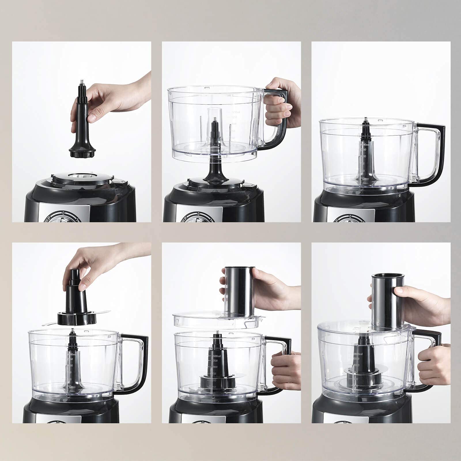 TopStrong Robot Multifonction, 6 en 1 Robot de Cuisine, 2L Robot Cuisine Multifonctions, Food Processor 800W, Robot Menager Multifonctions, Hachoir Mixeur