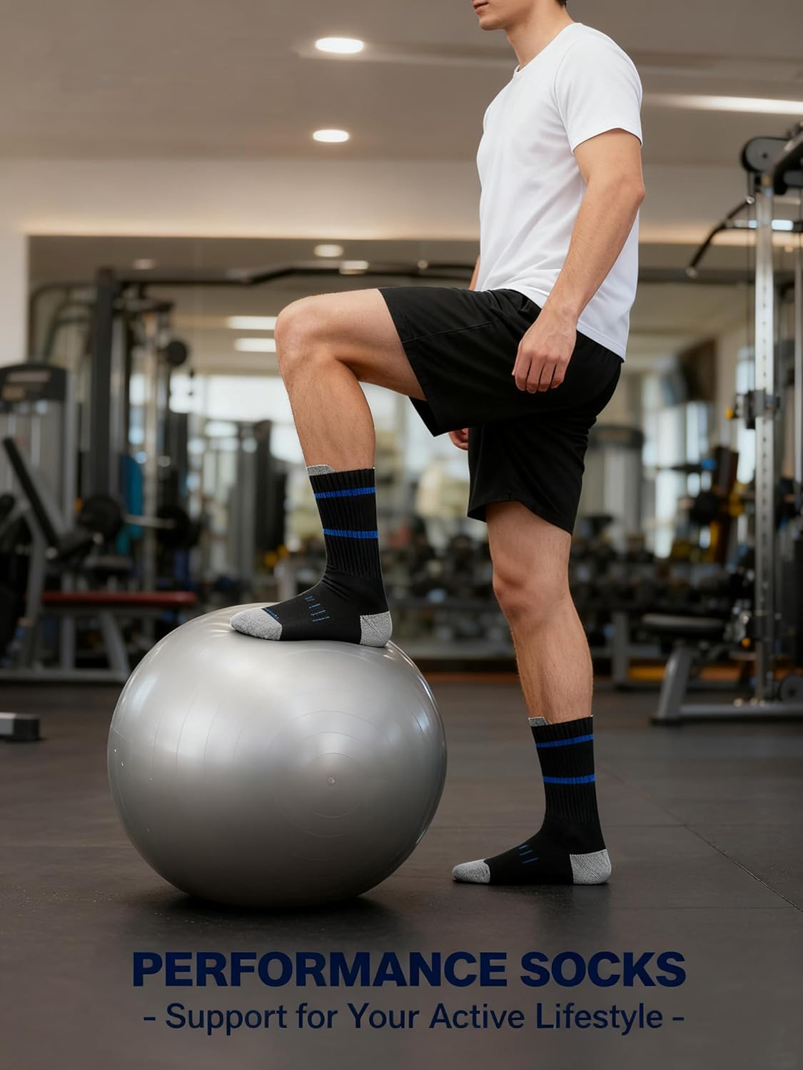 Men's Performance Athletic Socks with Arch Support & Compression Fit - Mid-Calf Workout Socks for Running, Gym, Daily(8Pairs) - Image 2