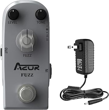 AZOR Pedal Power Adapter with Fuzz Mini Guitar Effect Pedal with Power Adapter True Bypass Aluminium-Alloy