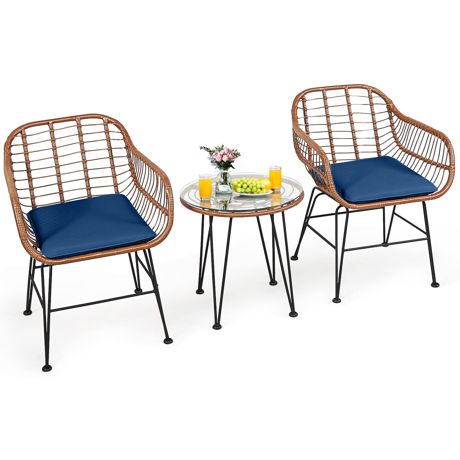 Tangkula 3 Pieces Patio Conversation Bistro Set