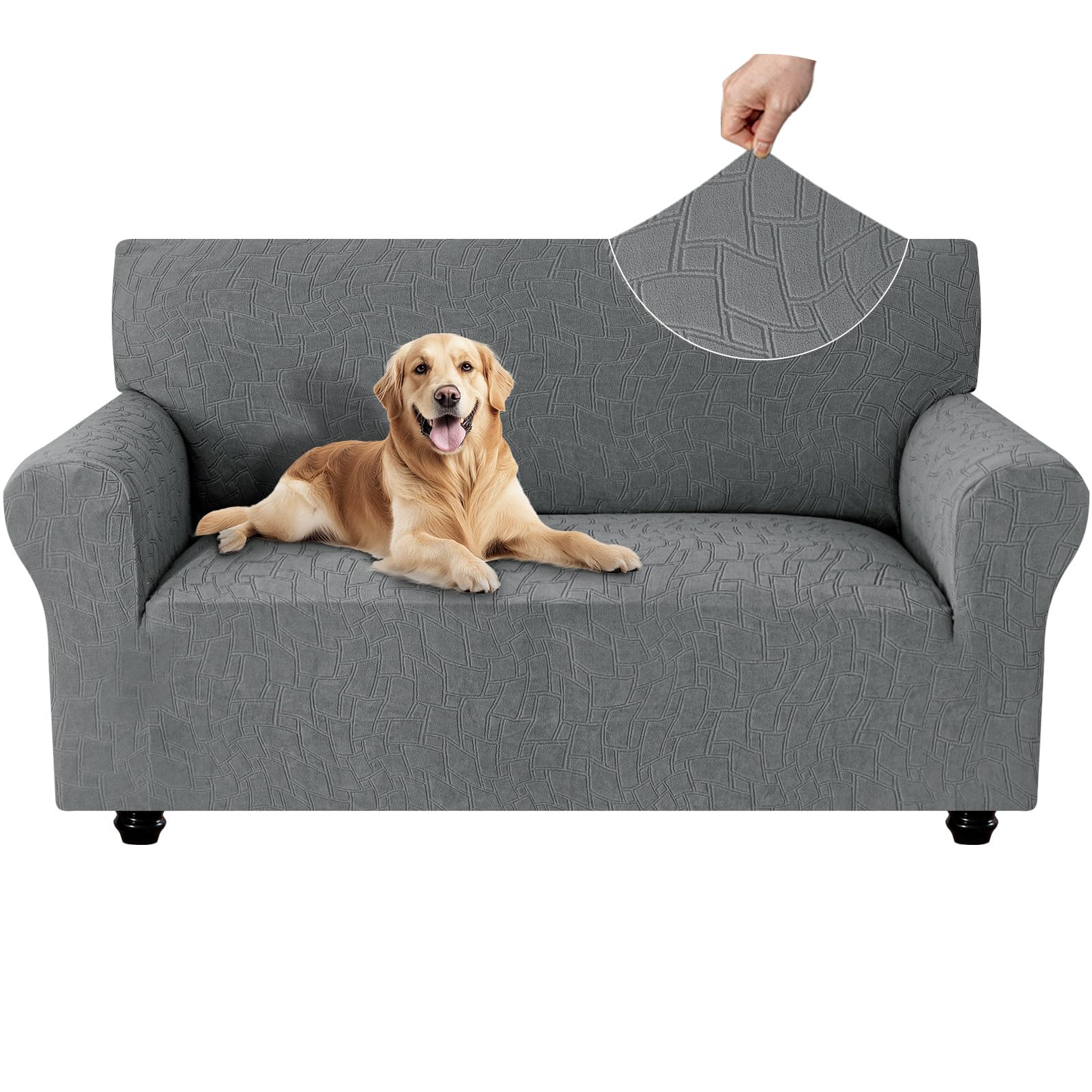 Housse canapé 2 places extensible gris clair universelle Ystyle