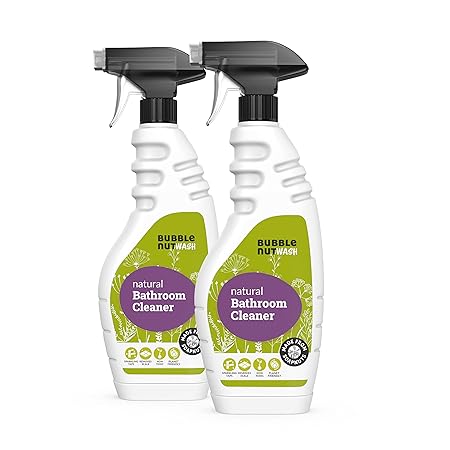 BubbleNut Wash Bathroom Cleaner Spray- Natural, Organic, Remover of Lime scale & Hard water stain on Tiles, Taps, Shower, Faucet (2.5 Lit), Shiner and Limescale descaler (500 ml X 2)
