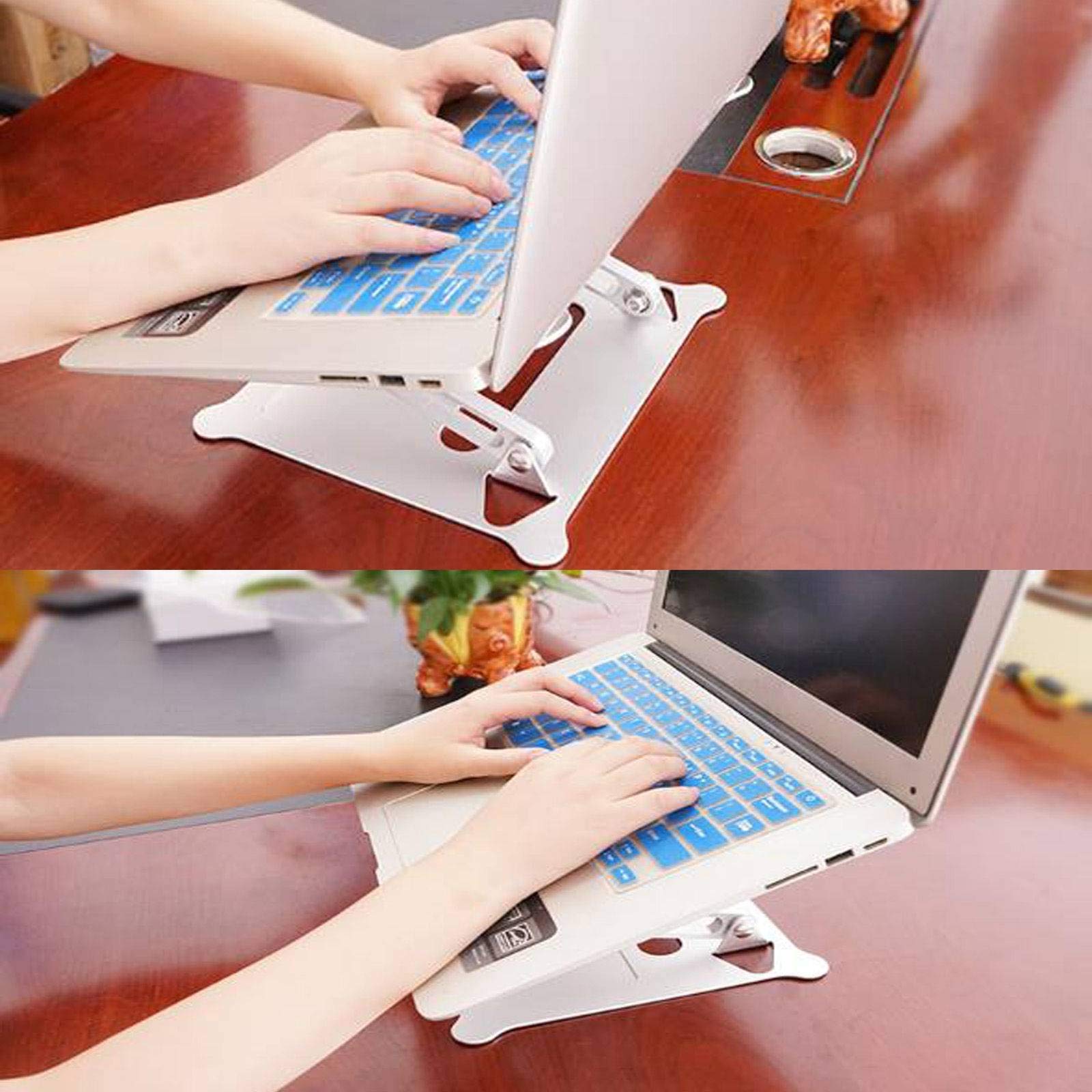 Supporto per Laptop in Alluminio, Supporto per Laptop Multi-Angolo Regolabile e Pieghevole con Supporto per Ventilazione Termica Supporto ergonomico Adatto per Laptop Notebook Tabl