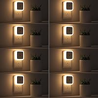 Sujeet 8-Pack Plug-in Night Lights Dusk to Dawn Sensor, 50 Lumen Warm White LED Wall Nightlights for Bedroom Bathroom Hallway