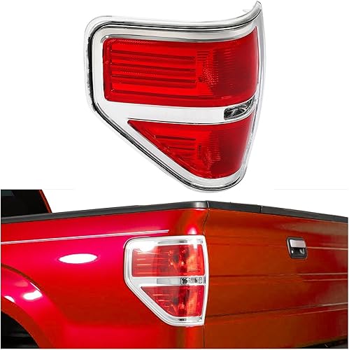 KUAFU Lámpara de freno de luz trasera compatible con Ford F150 2009-2014 Reemplazo para FO2818143 BL3Z13405B carcasa cromada lente roja lado