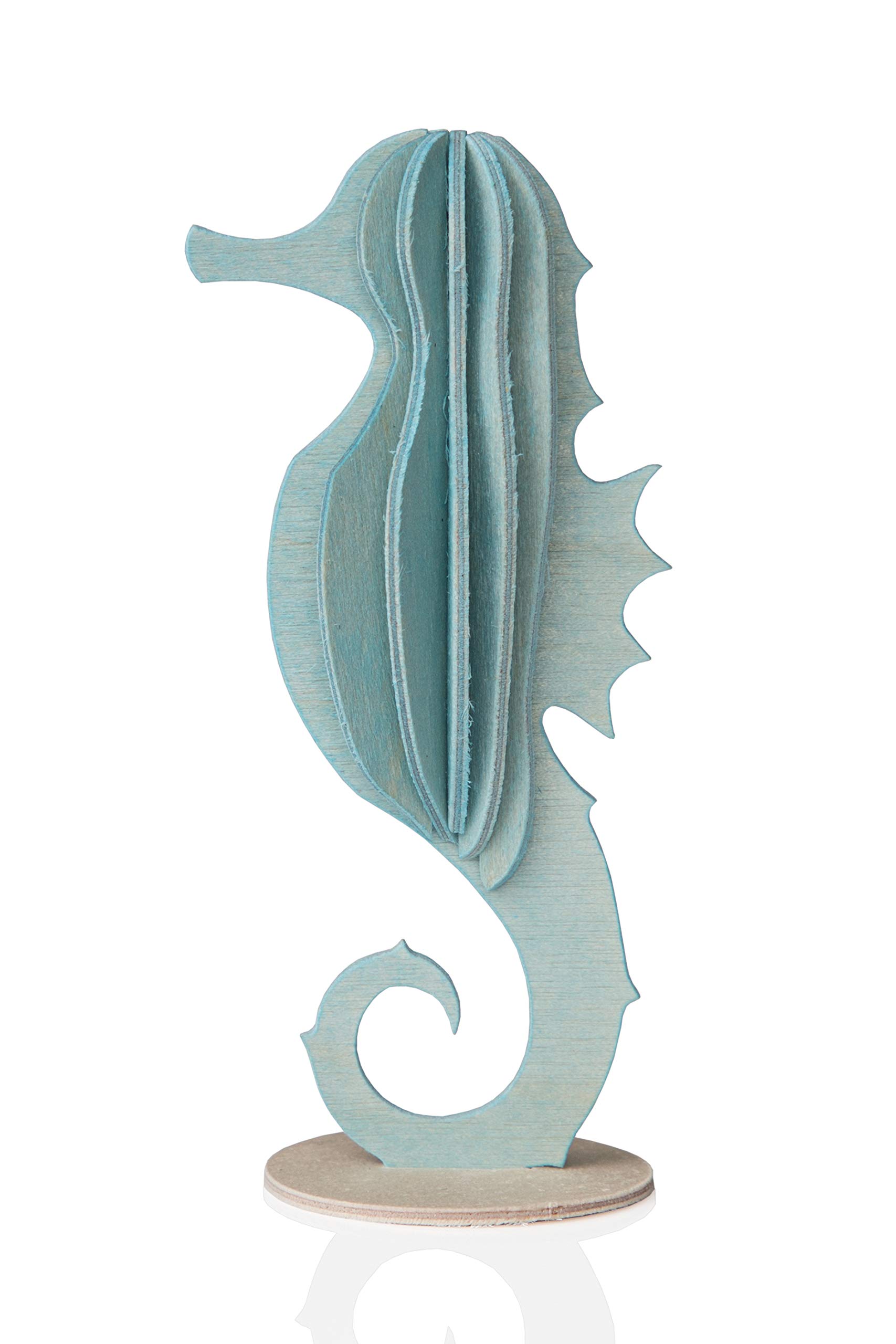 LOVI Seahorse Light Blue - 8 cm - Wooden Finnish 3D Decoration to Assemble Yourself