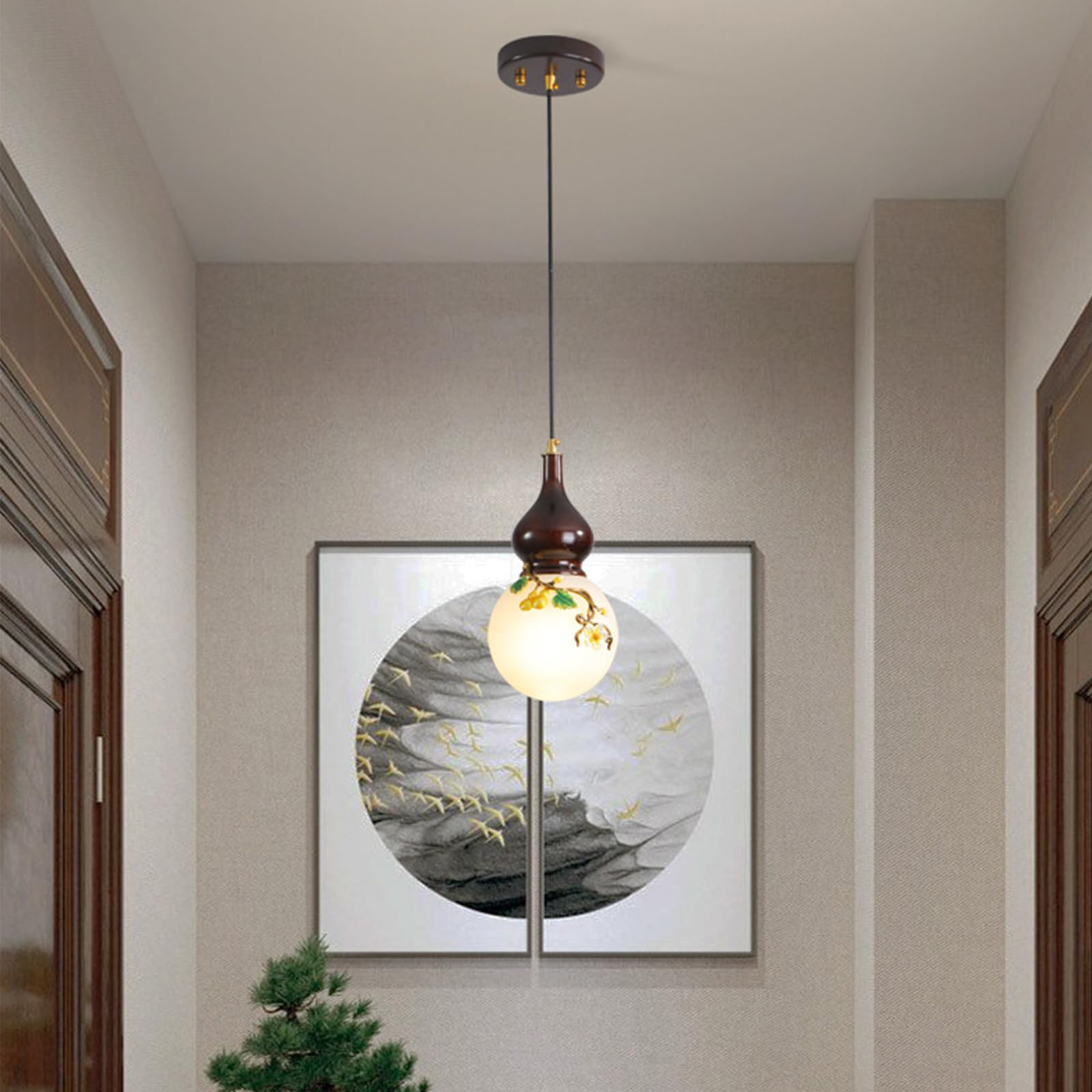 KXEcoLife Retro Multi Glass Balls Staircase Chandelier Spiral Modern Pendant Lights for Villa Duplex Long E27 LED,1 Head
