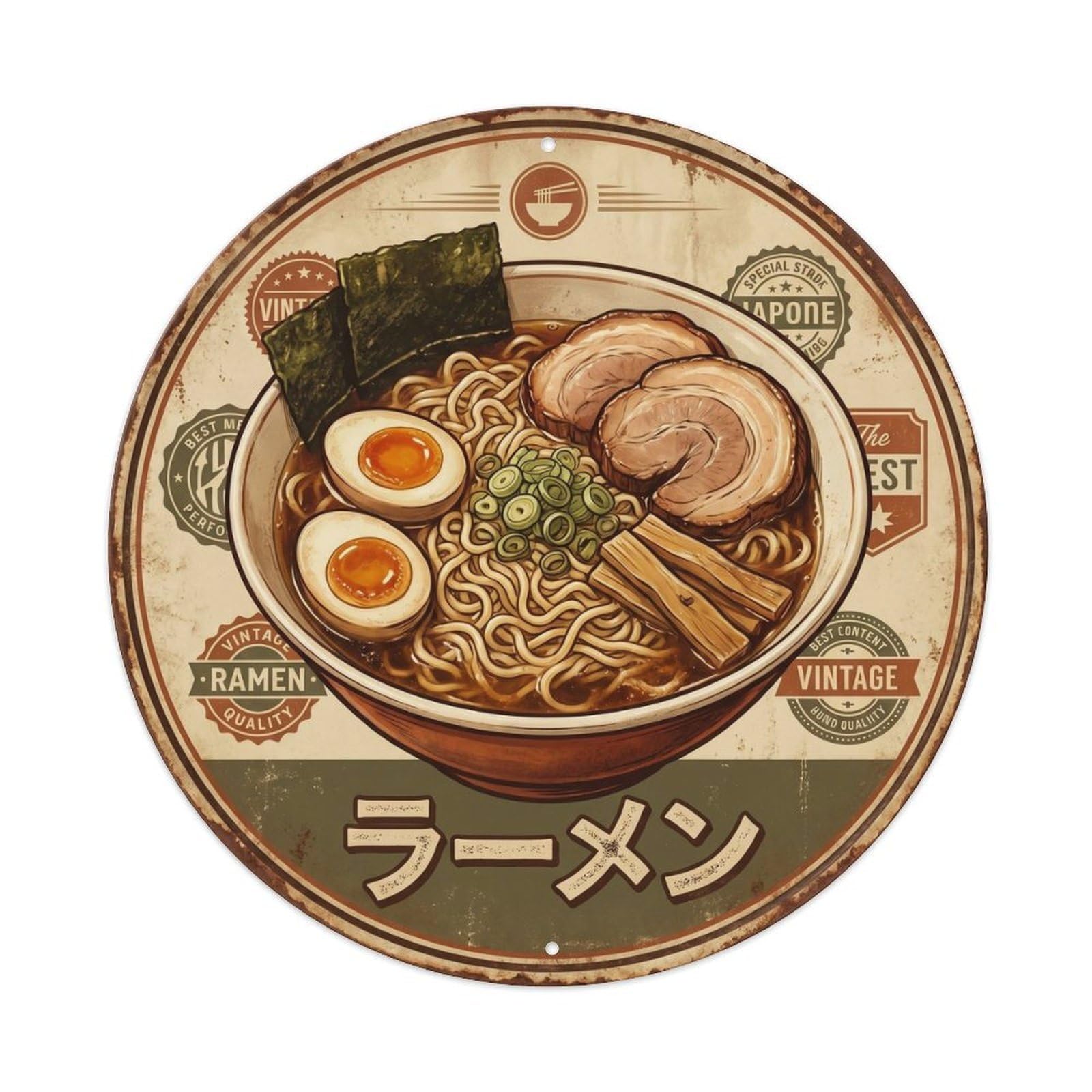 Cxhjca 8X8inch(20X20cm) Ramen Japanese Noodles Classic Diner Soup Restaurant Metal Tin Sign