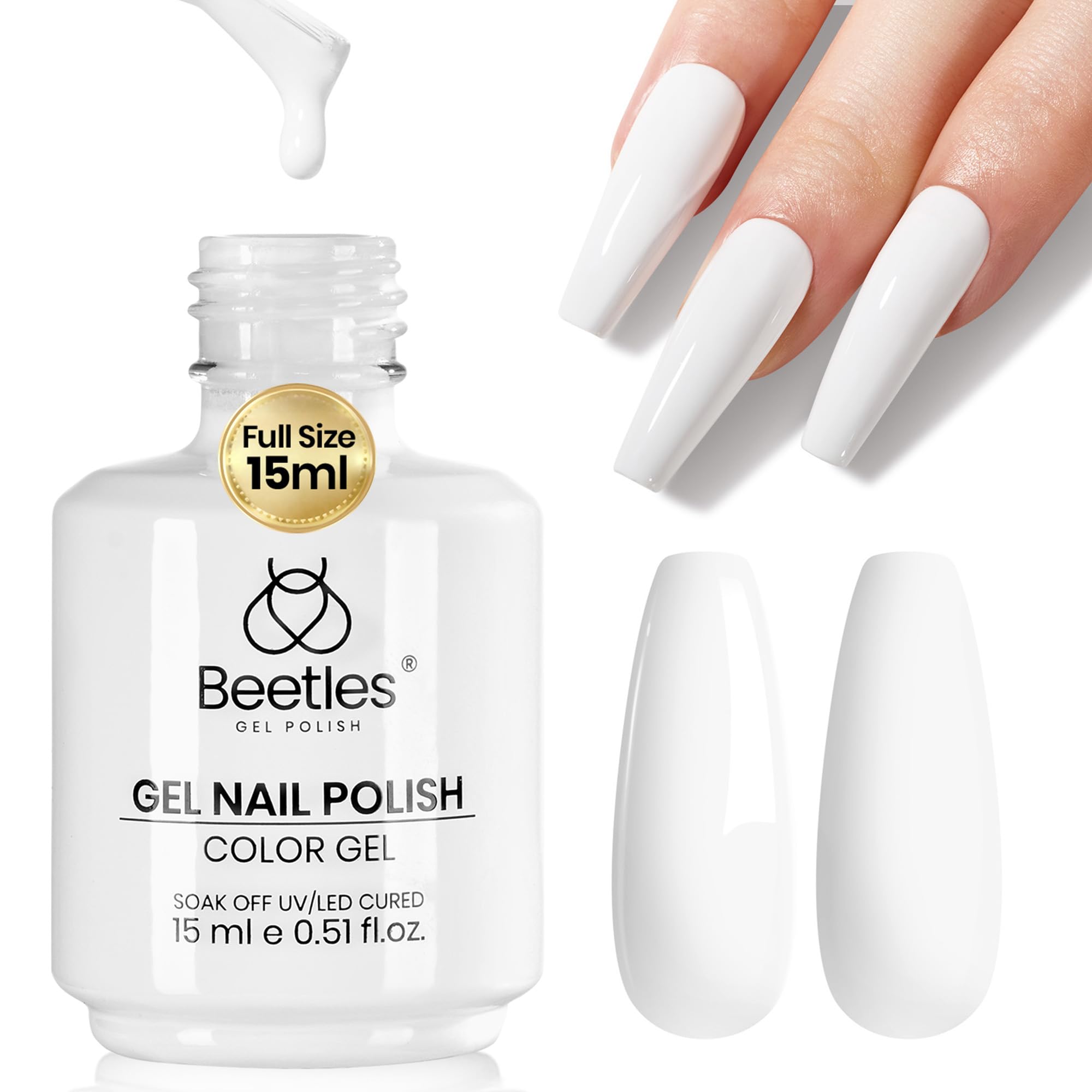 Amazon.com: Beetles White Gel Nail Polish - 15ml Full Size White
