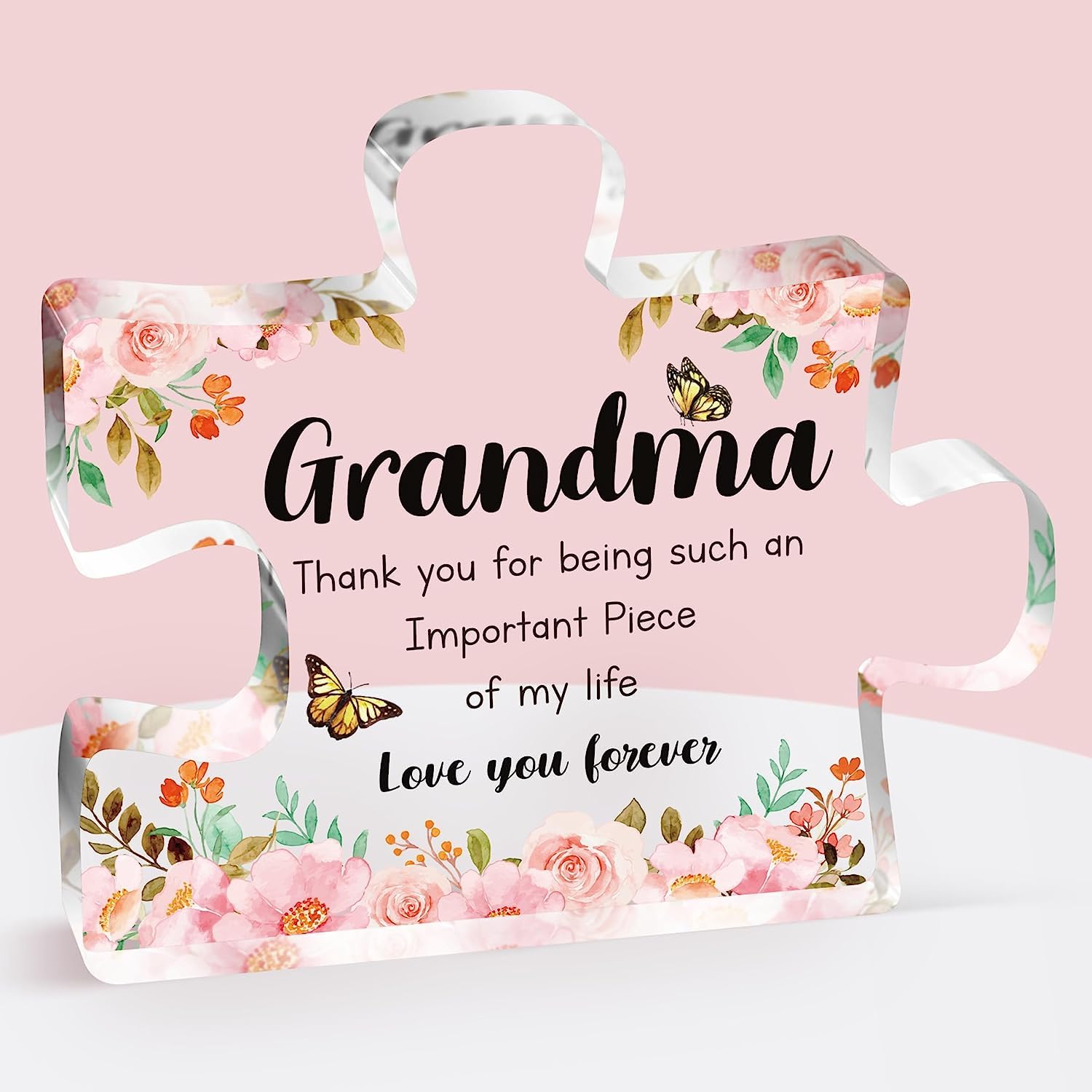 Grandma Birthday Gifts - Nana Present Acrylic Block Puzzle, Touching Sayings Engraved Nanny Presents for Birthday, 3.3×3.9 inch Gifts for Nanna, Nana, Nanny