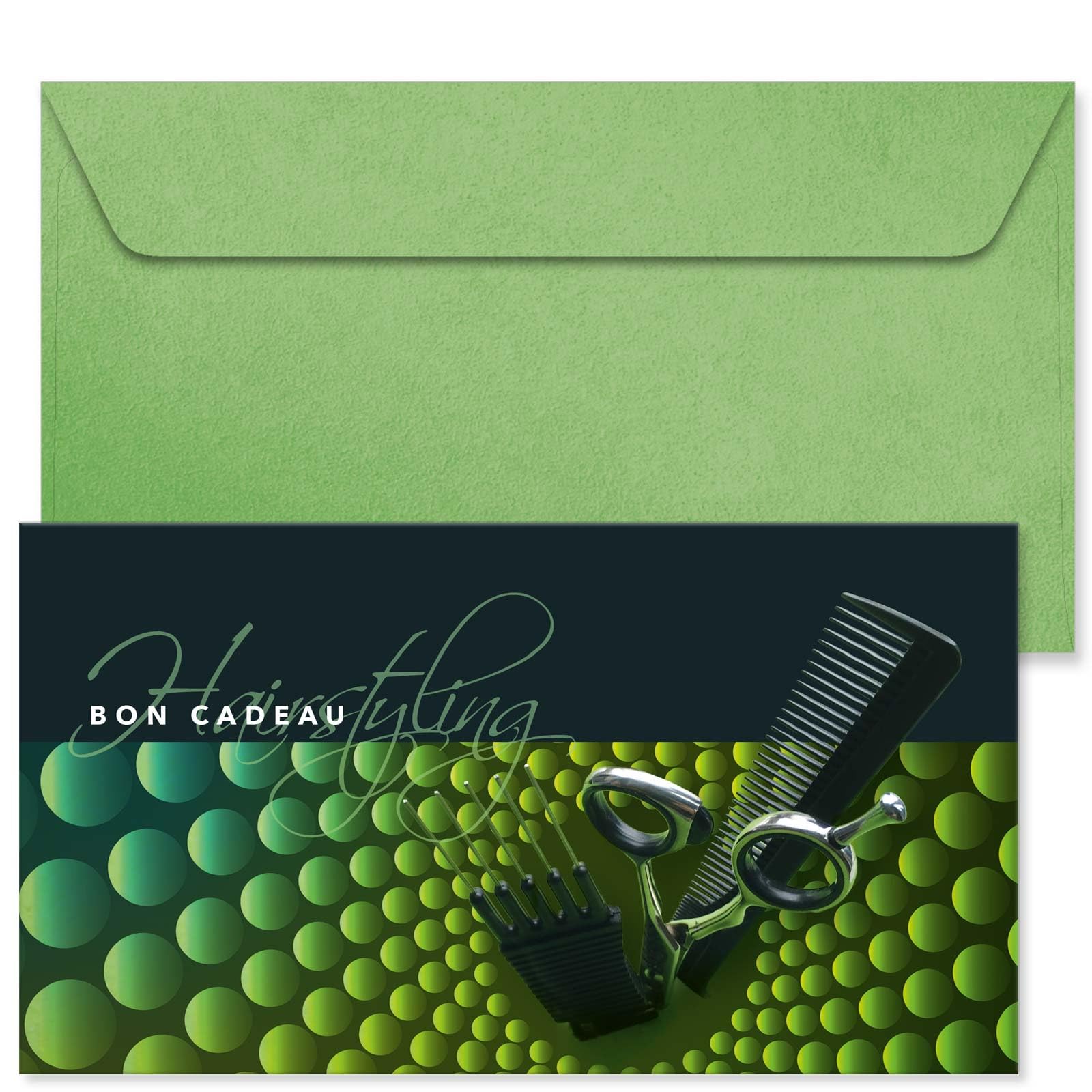 POS BON - 100 bons cadeaux à remplir avec enveloppe - formulaires imprimés pour des salons de coiffure K1296F-1-100-V1