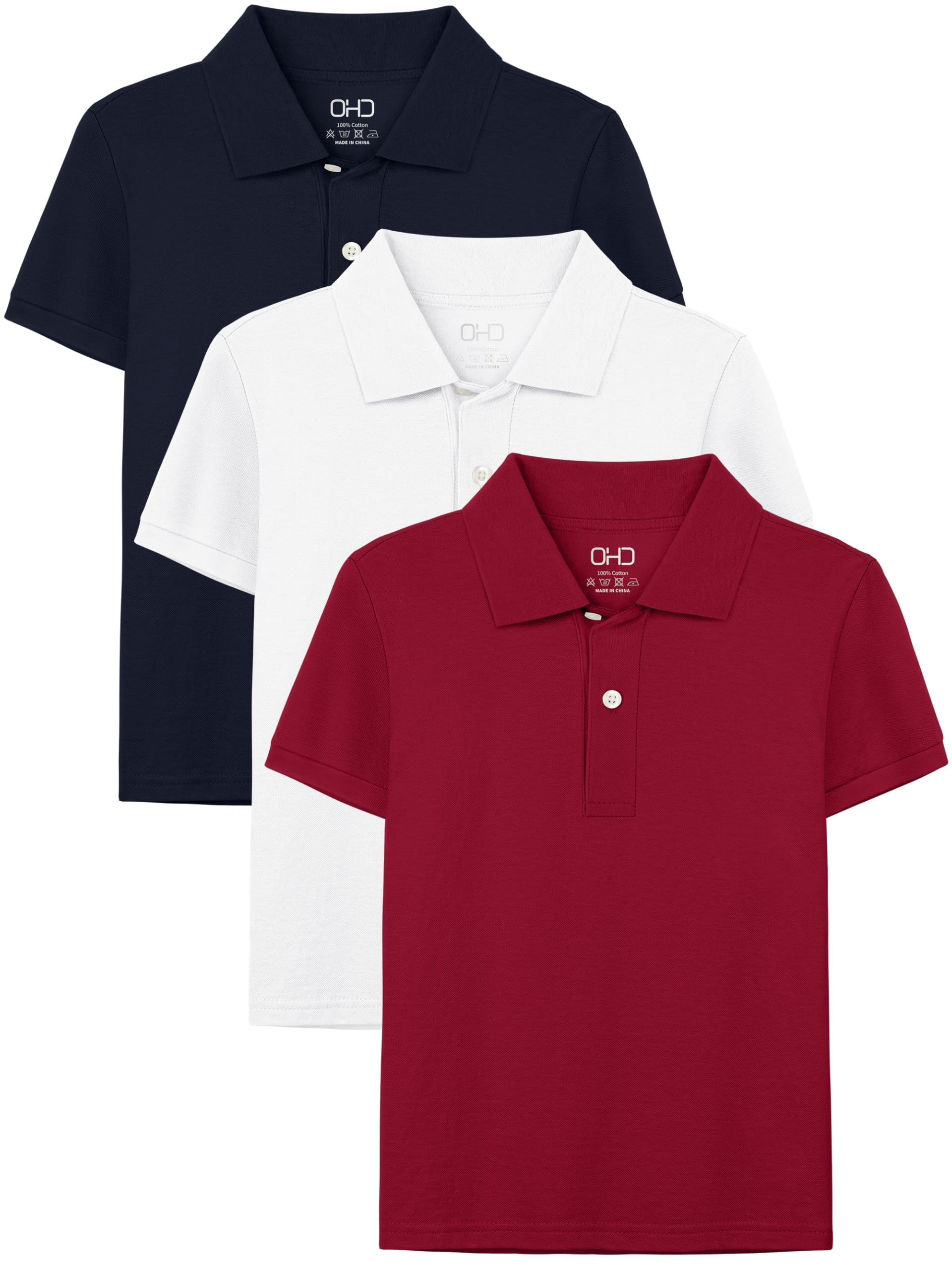 お受験グッズ。 Amazon.com: OHD 3 Pack Boys Polo Shirt Uniform School Polo