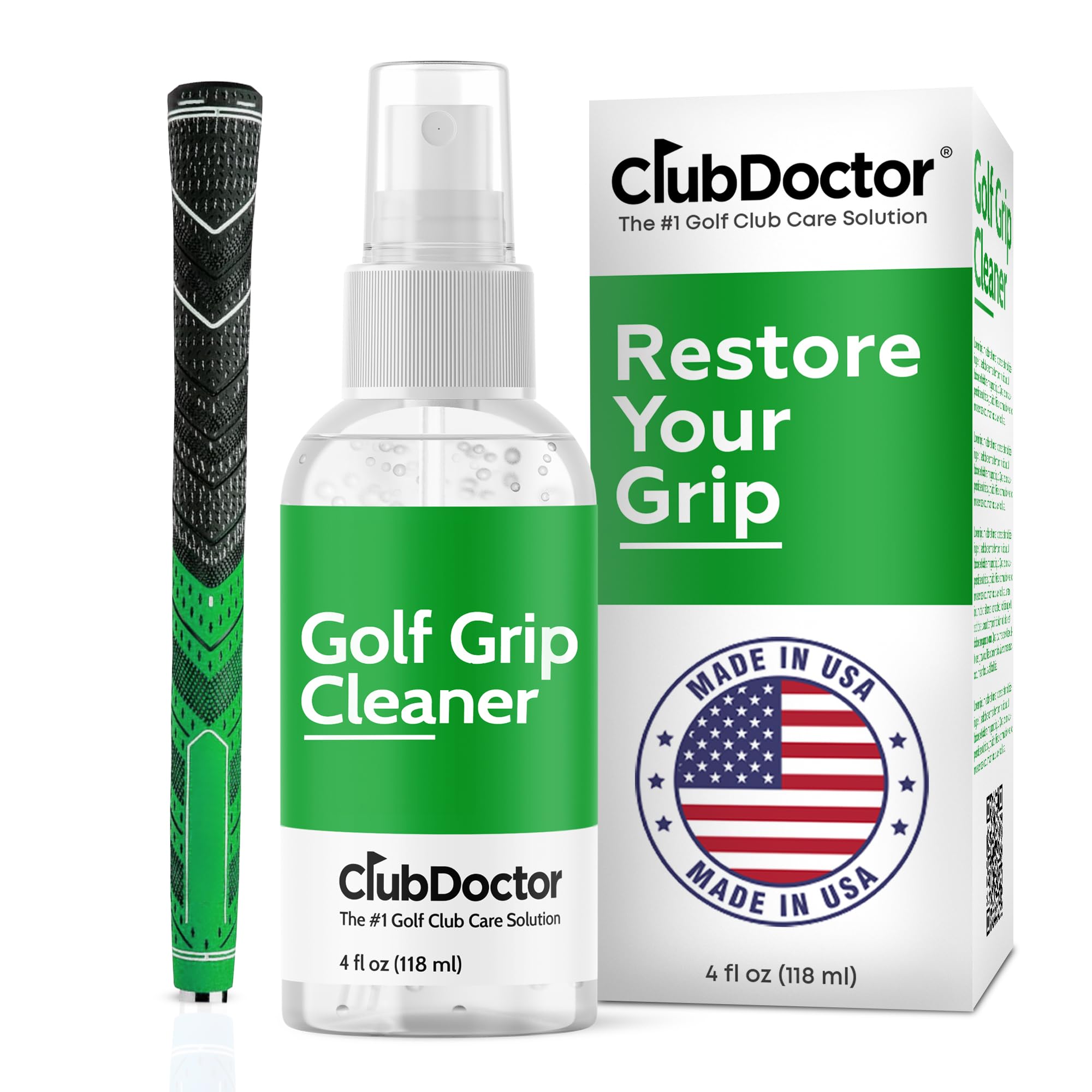 Club Doctor Golf Grip Cleaner – Safe for All Grip Types | Restores Tackiness, Improves Grip Feel, and Boosts Confidence | Proprietary Dirt-Removing Solution for Rubber, Leather, & Synthetic Grips