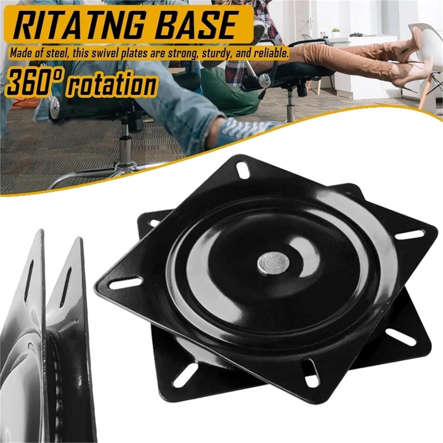 Ball Bearing Swivel Plate 5/6/7/8 Inch Heavy Duty Steel 360 Degrees Rotating Seat Swivel Base Mount Plate(5inch)