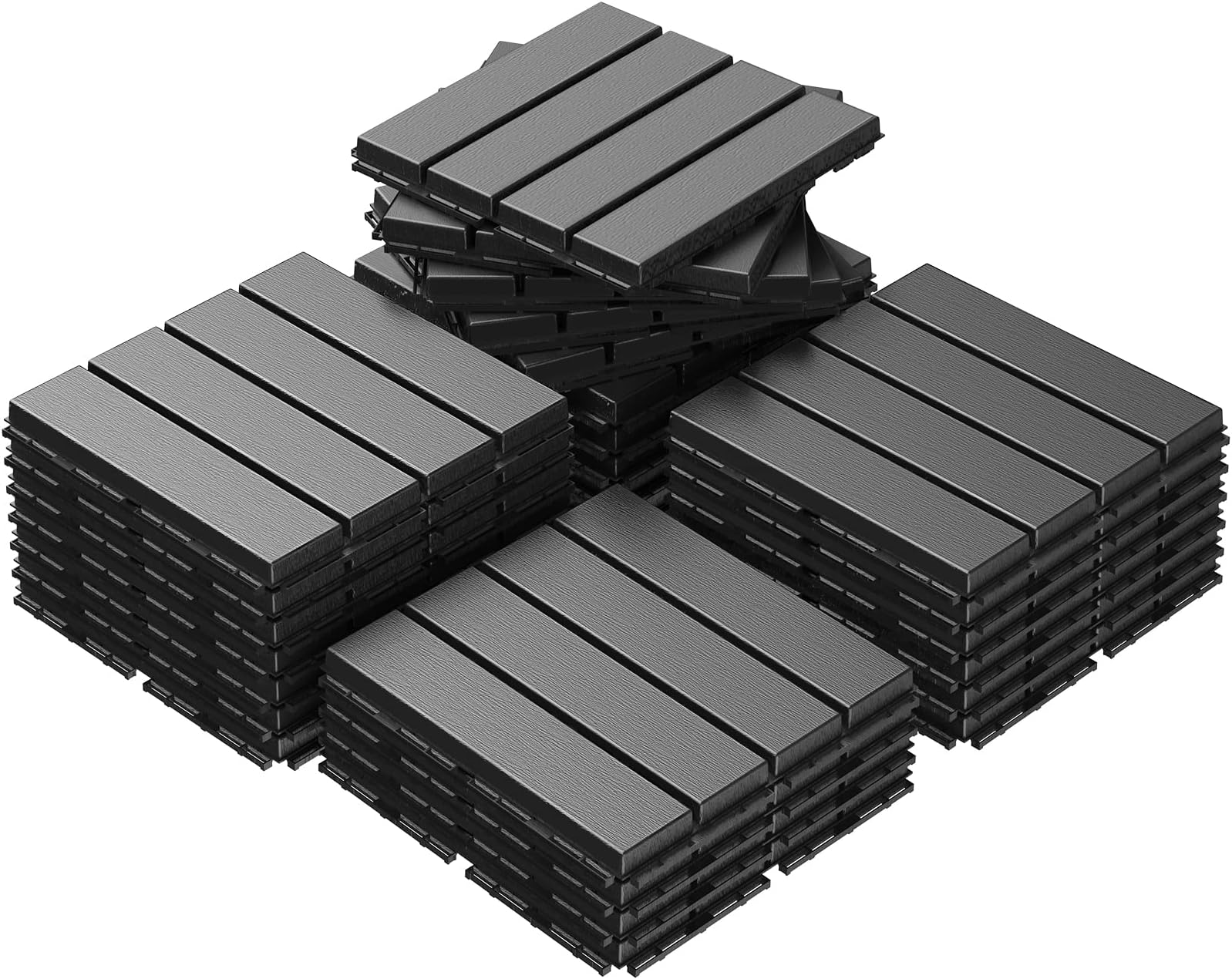 Goovilla 27 sq. ft Plastic Interlocking Deck Tiles，27PCS Waterproof Patio Balcony Flooring, 12"x12" Outdoor Interlocking Deck Tile for All Weather Porch Poolside Grass Dirty, Decking Tiles, Dark Grey