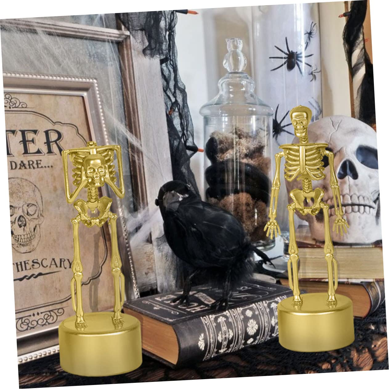 4 Piezas Trofeo De Soporte De Calavera Trofeos De Halloween Premios De Halloween Suministros para La Fiesta De Halloween Esqueletos Humanos El Plastico Accesorios Escritorio