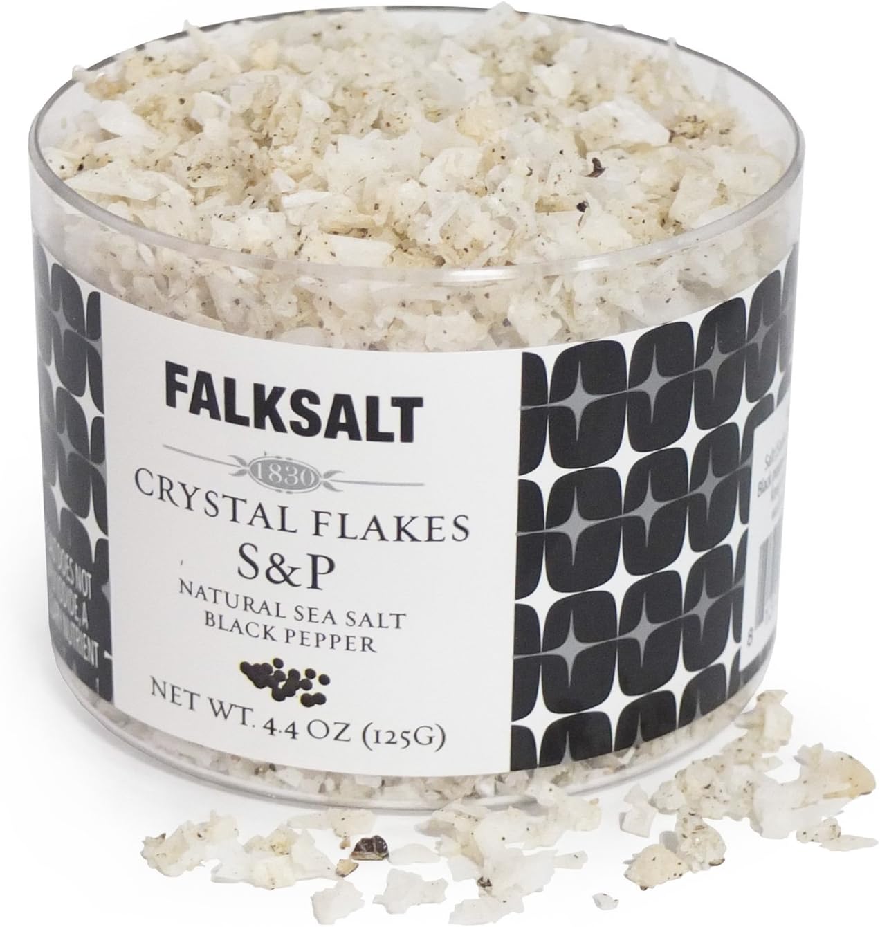 FALKSALT Sea Salt & Pepper Flakes - All Natural, Finishing Mediterranean Sea Salt Flakes for Meat, Poultry, Seafood, Pasta, Veggies [4.4oz – 9 Flavors Available]