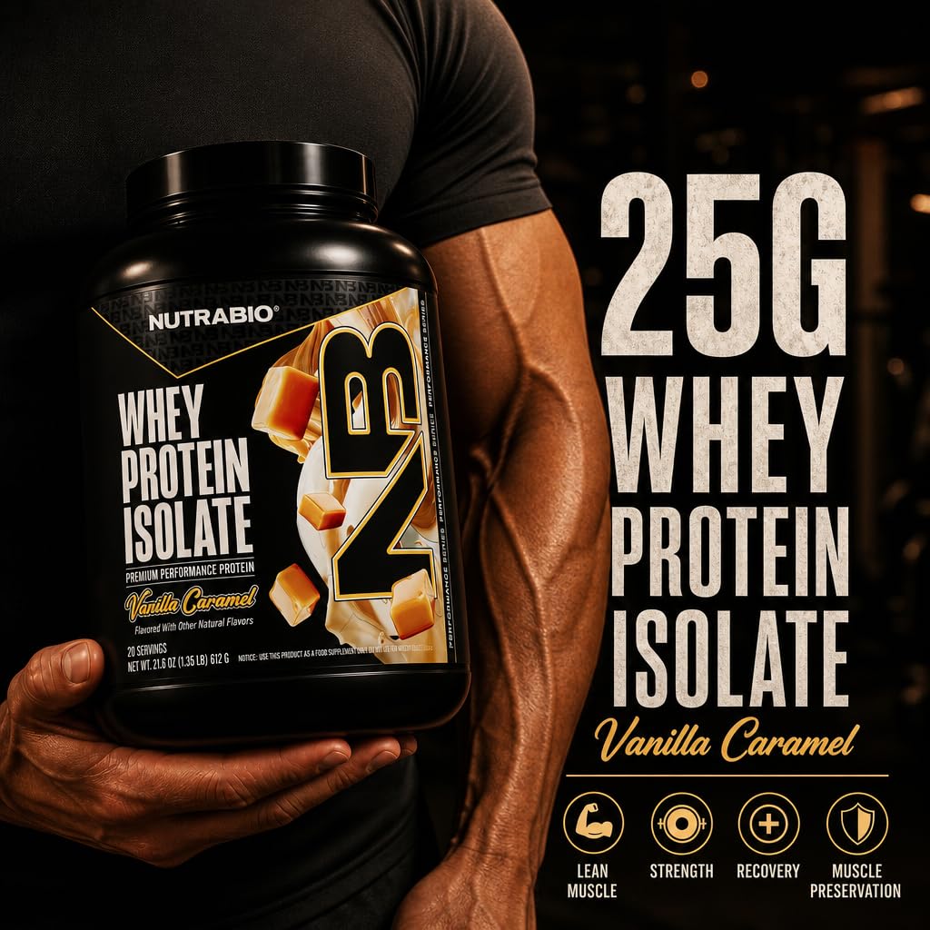NutraBio 100% Whey Protein Isolate Protein Powder, 25g Protein with Complete Amino Acid Profile, Non-GMO, Soy & Gluten Free, Low Carb, Low Calorie Whey Protein Powder, Vanilla Caramel, 20 Servings — Amazon image 2