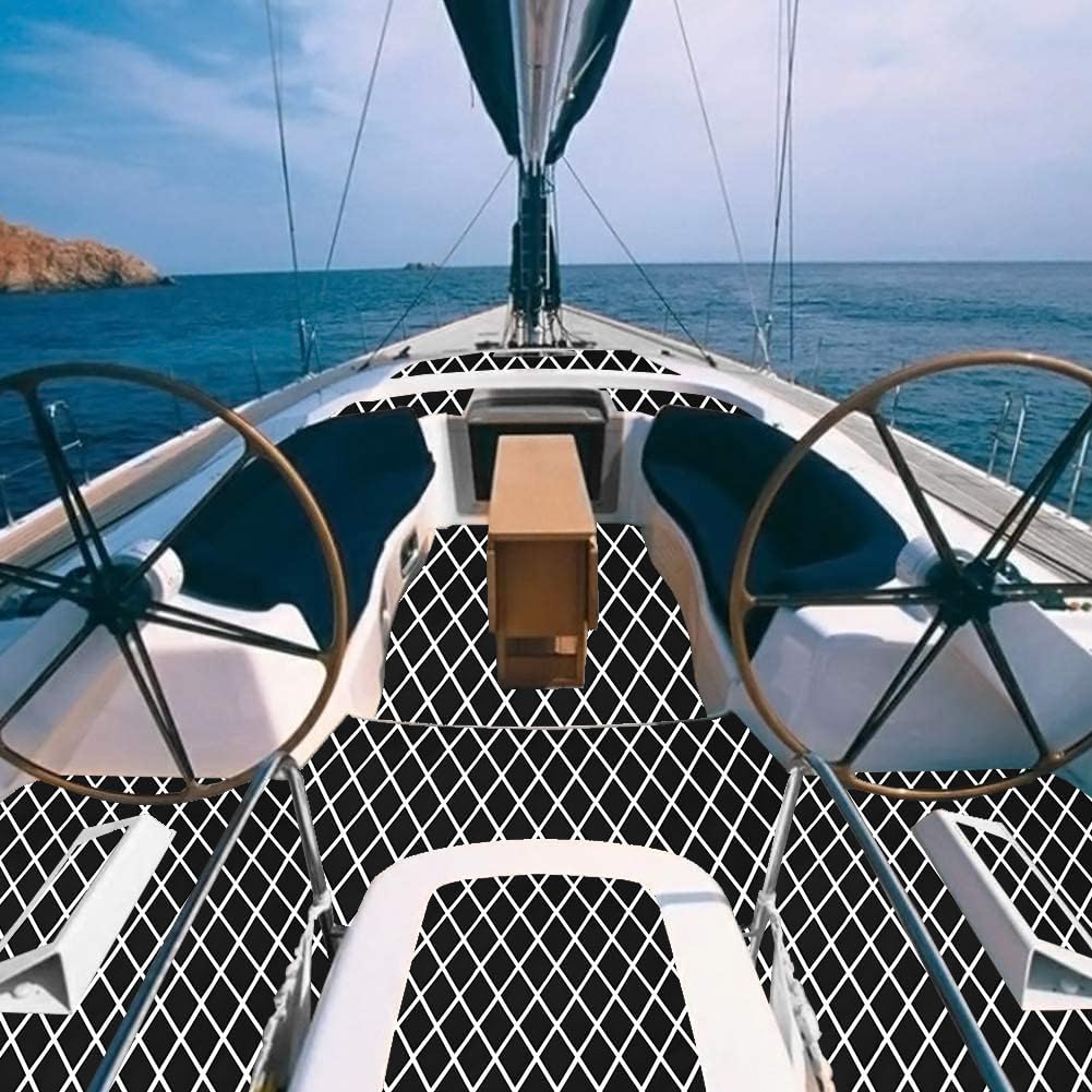 102.3" X45.2” Diamond Pattern Boat Flooring Self-Adhesive Eva Foam Decking Marine Non-Slip for Motorboat Fishing Boat Yach